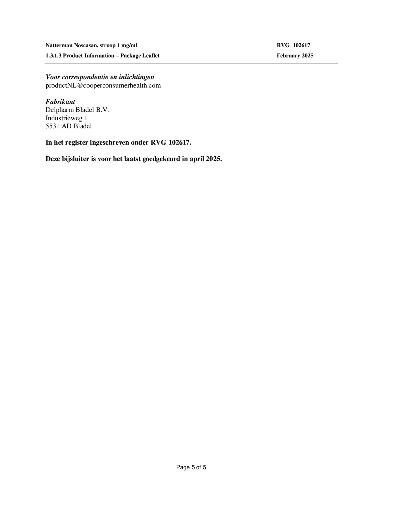 Noscasan Stroop bij prikkelhoest afbeelding van document #5, bijsluiter