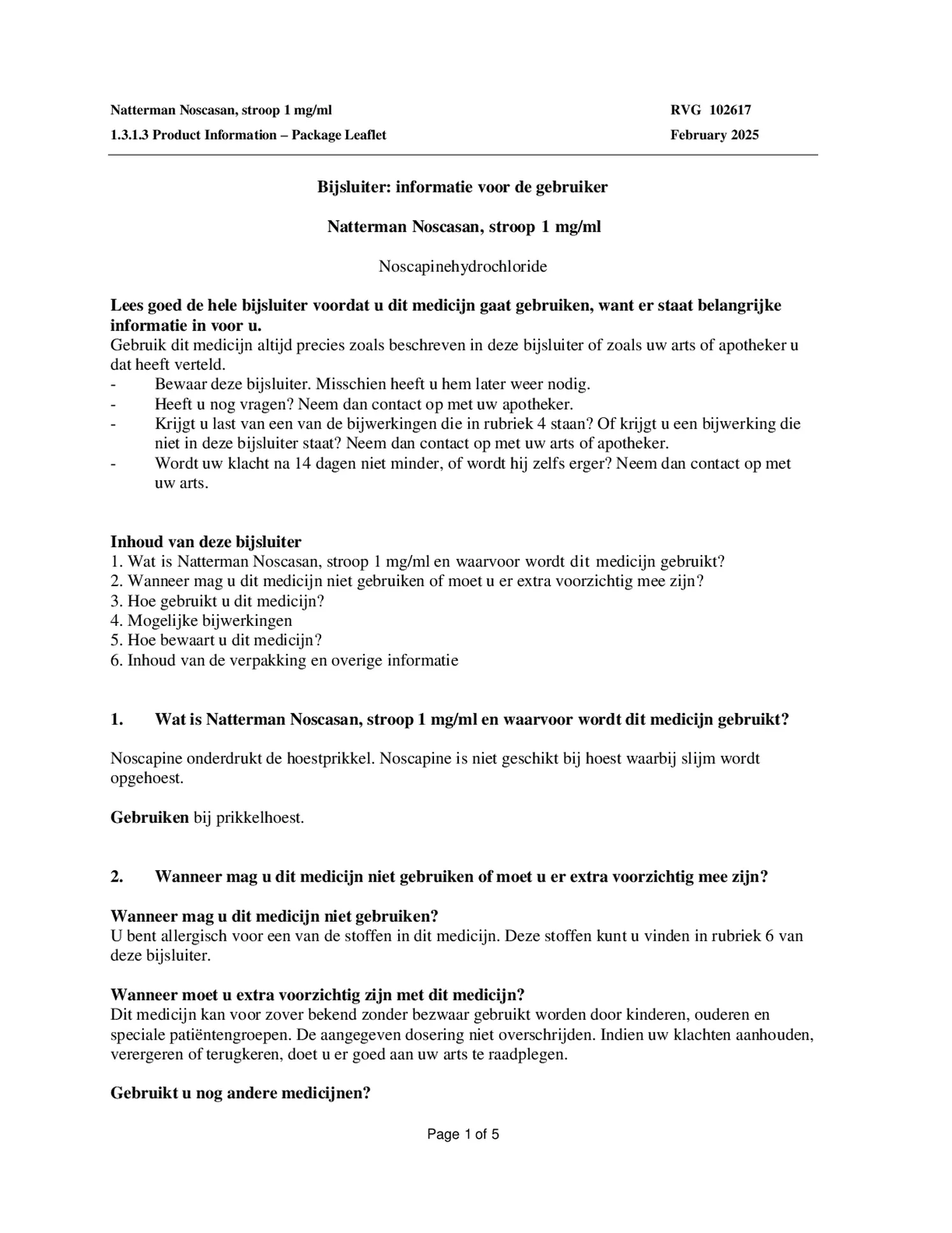 Noscasan Stroop bij prikkelhoest afbeelding van document #1, bijsluiter