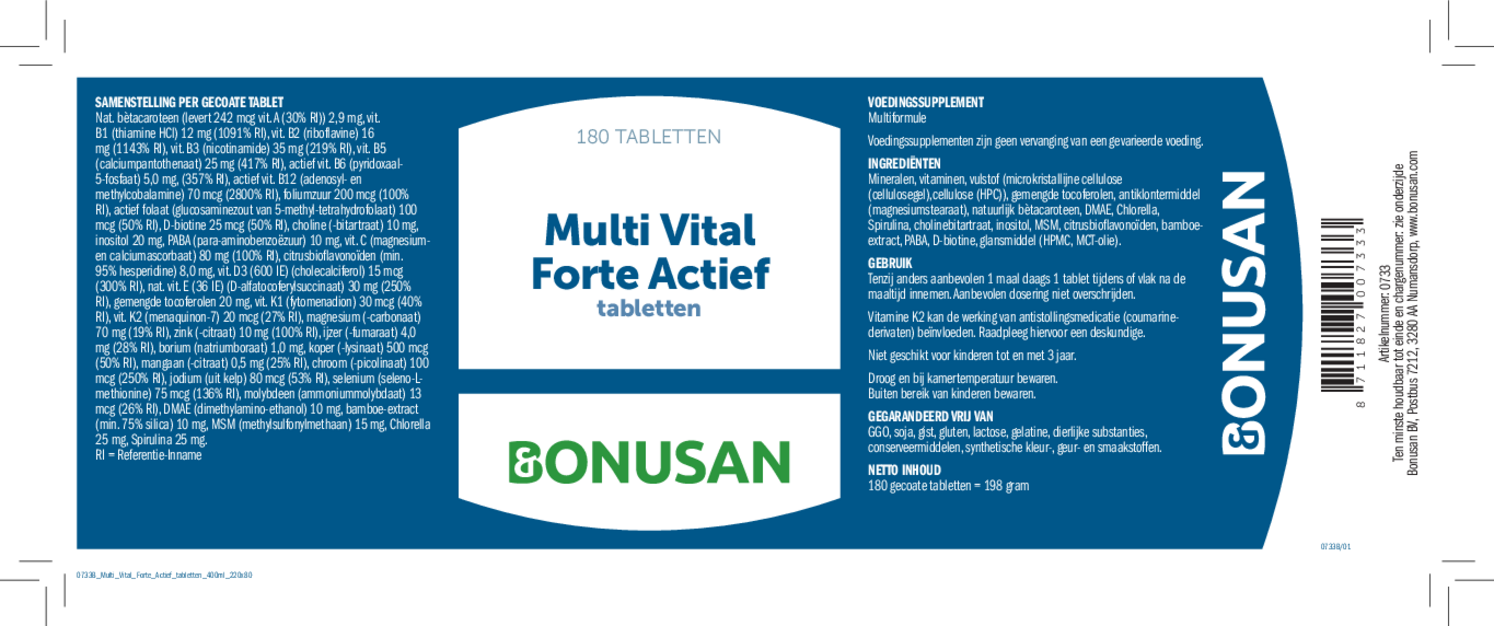 Multi Vital Forte Actief Tabletten afbeelding van document #1, etiket
