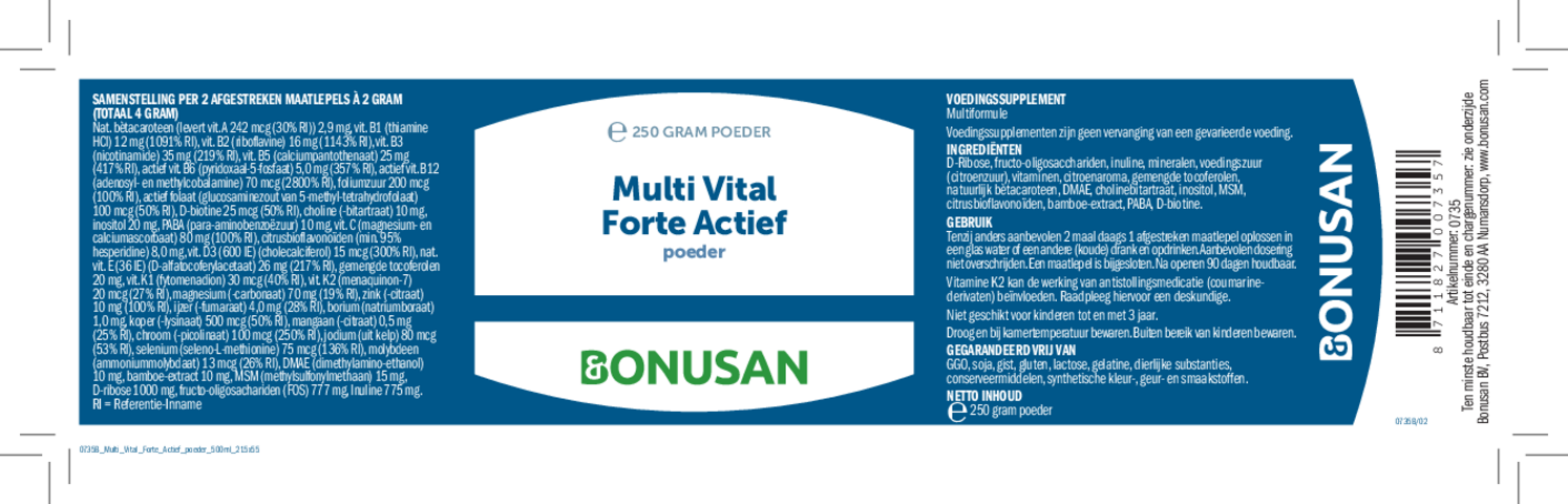 Multi Vital Forte Actief Poeder afbeelding van document #1, etiket