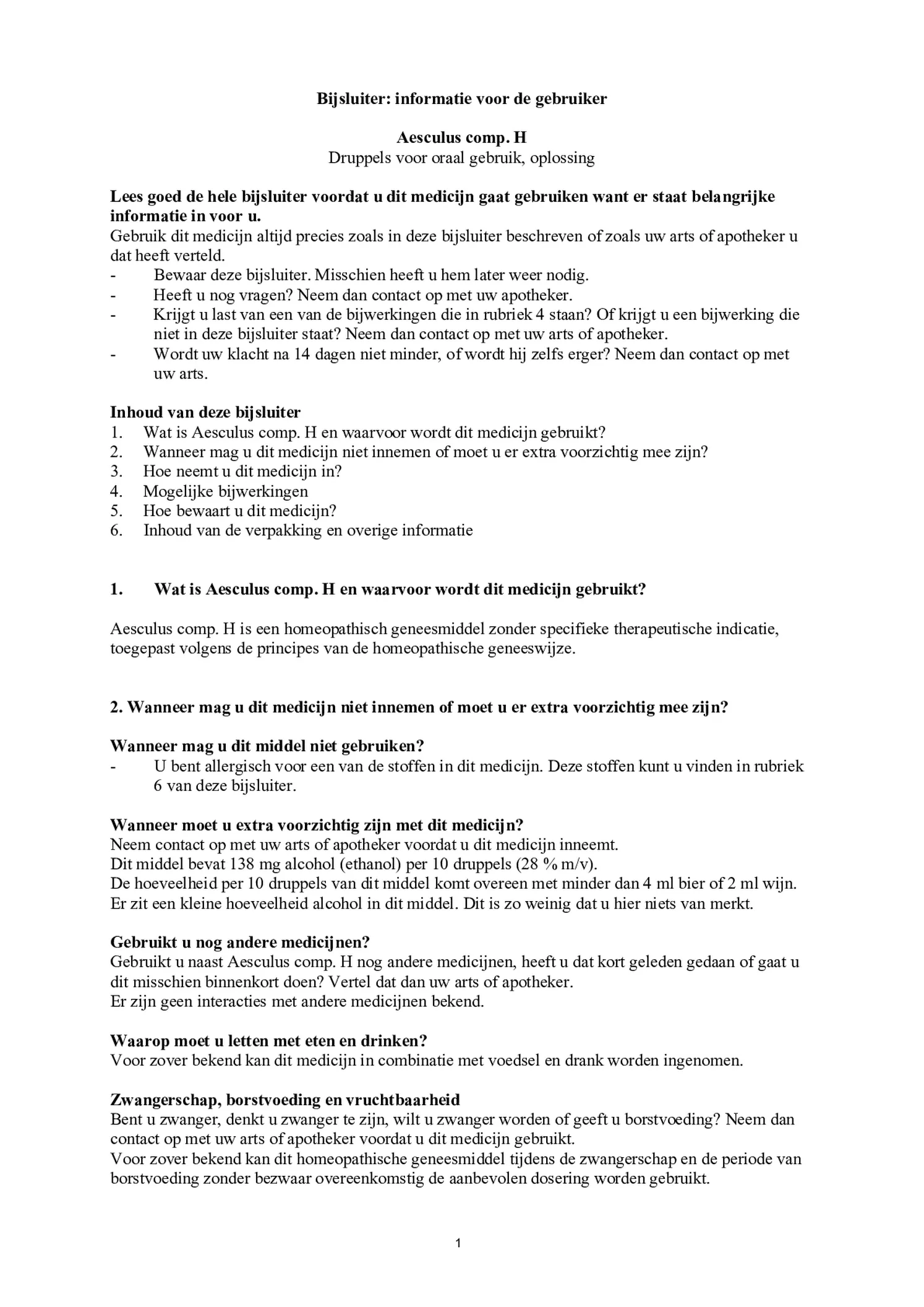 Aesculus Compositum H afbeelding van document #1, bijsluiter