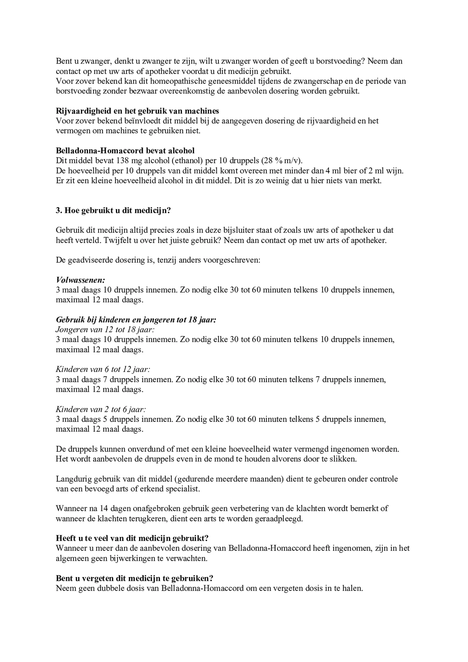 Belladonna-Homaccord afbeelding van document #2, bijsluiter
