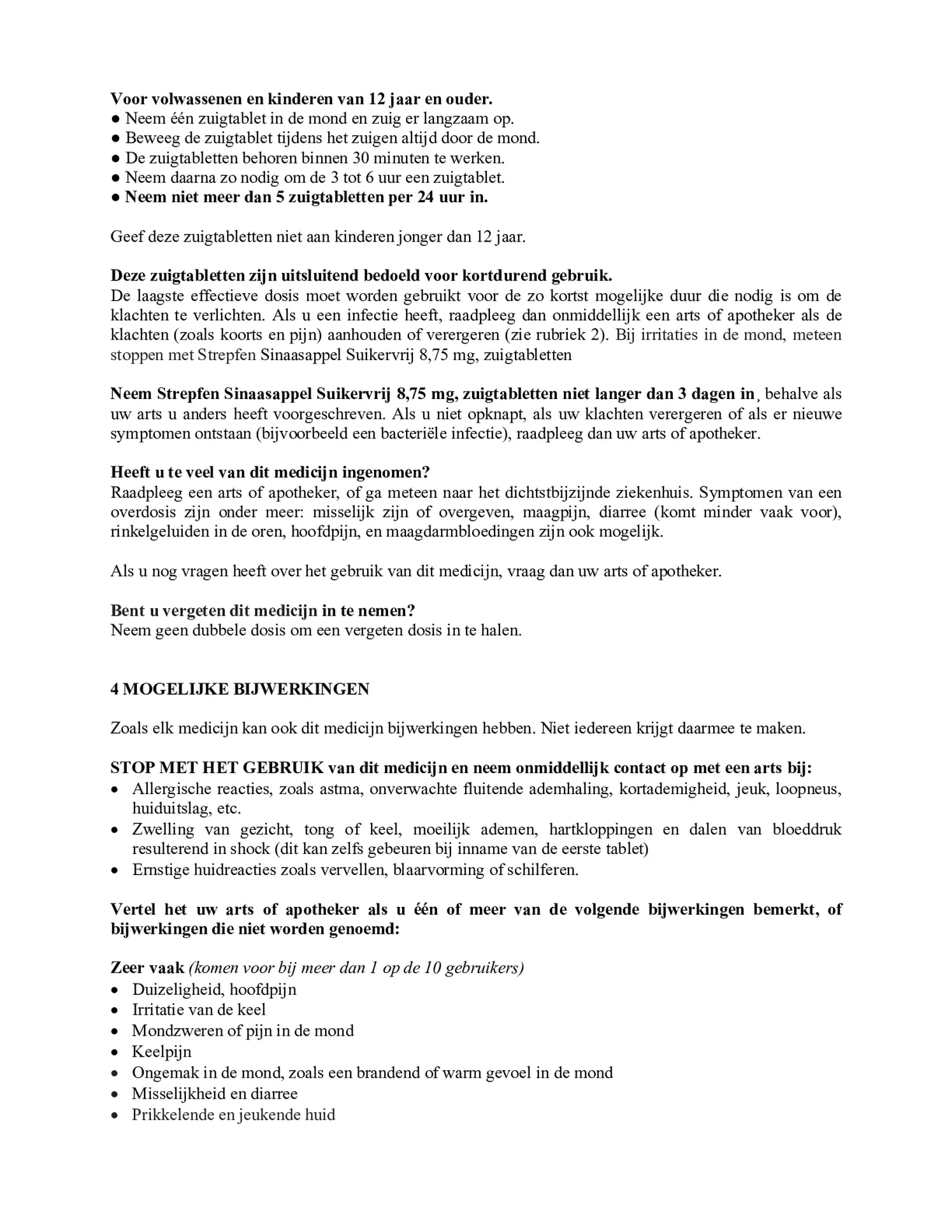 Sinaasappel Suikervrij Zuigtabletten afbeelding van document #4, bijsluiter