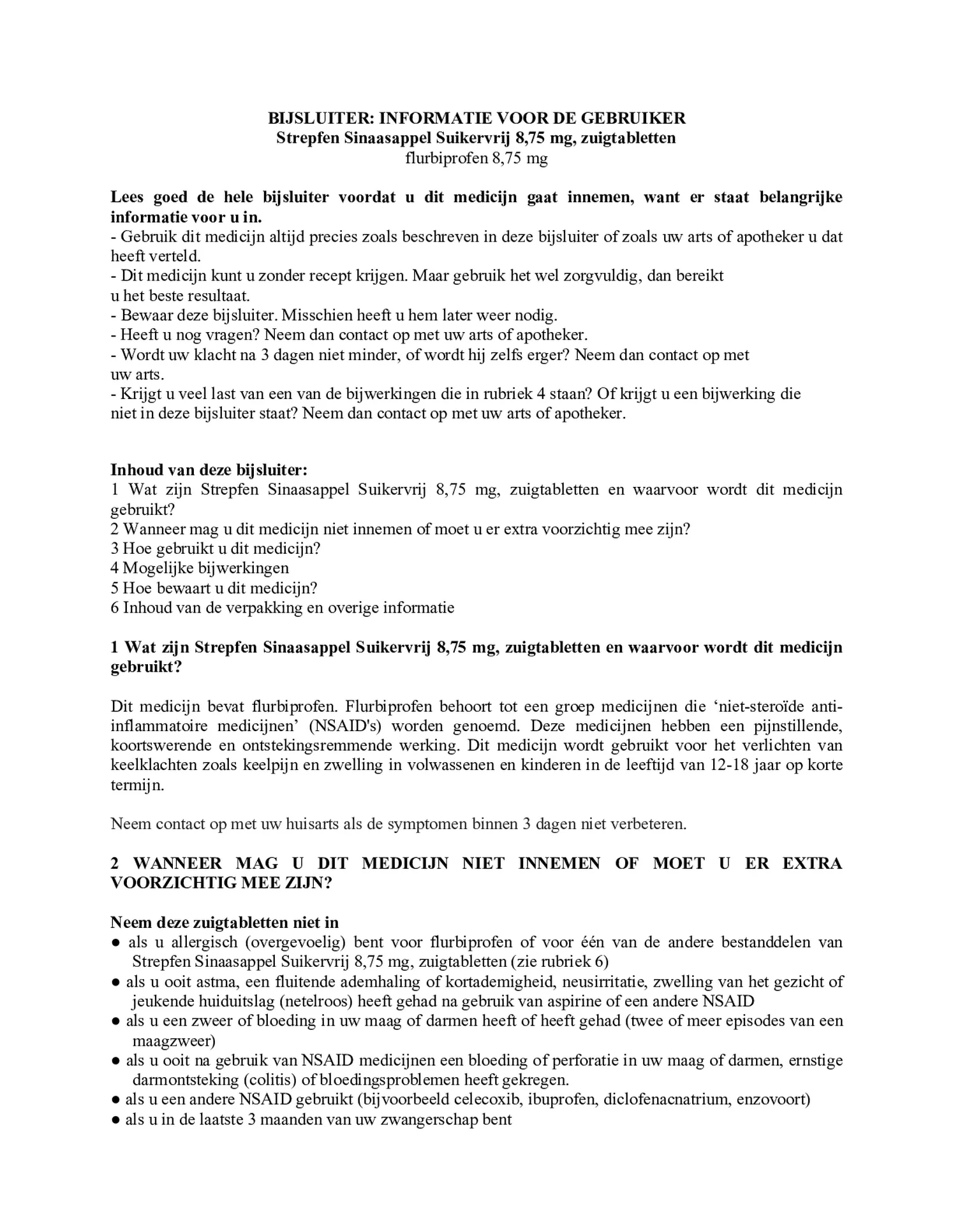 Sinaasappel Suikervrij Zuigtabletten afbeelding van document #1, bijsluiter