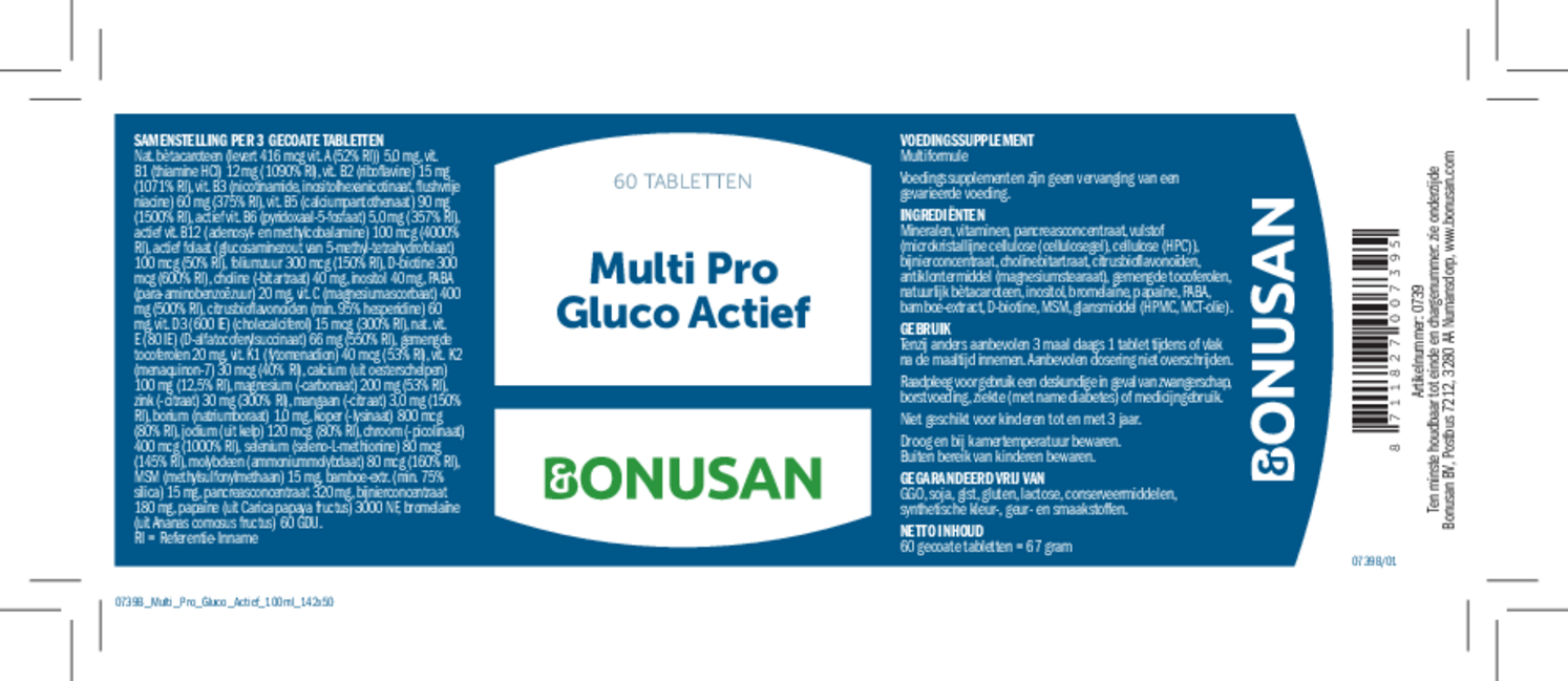 Multi Pro Gluco Actief Tabletten afbeelding van document #1, etiket