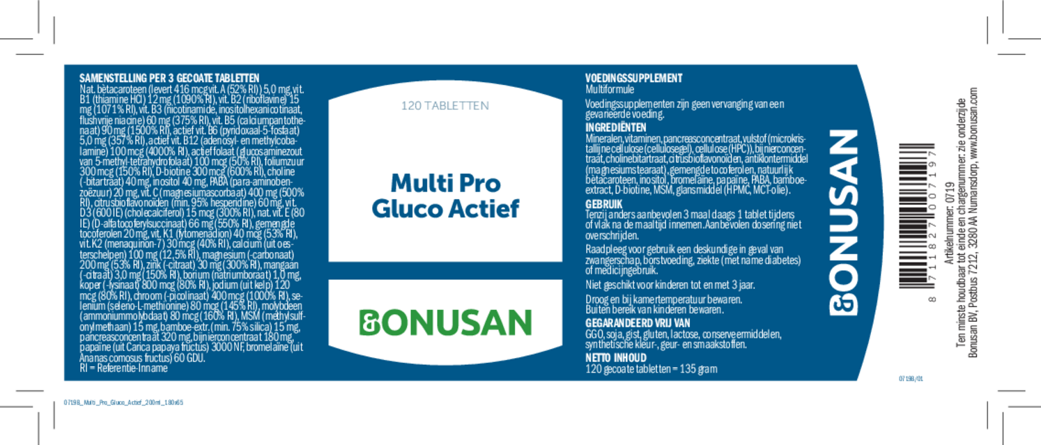 Multi Pro Gluco Actief Tabletten afbeelding van document #1, etiket