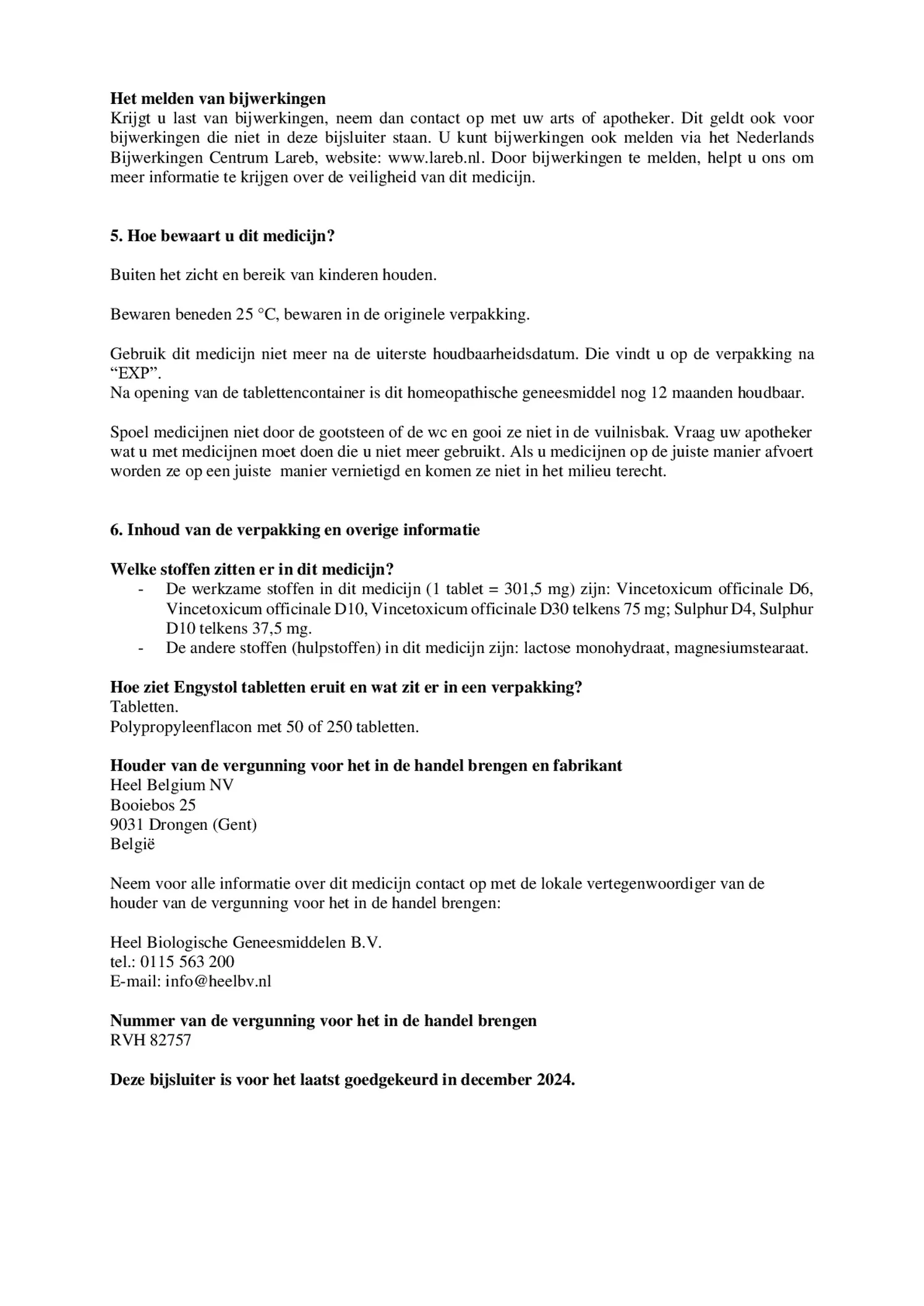 Engystol Tabletten afbeelding van document #3, bijsluiter