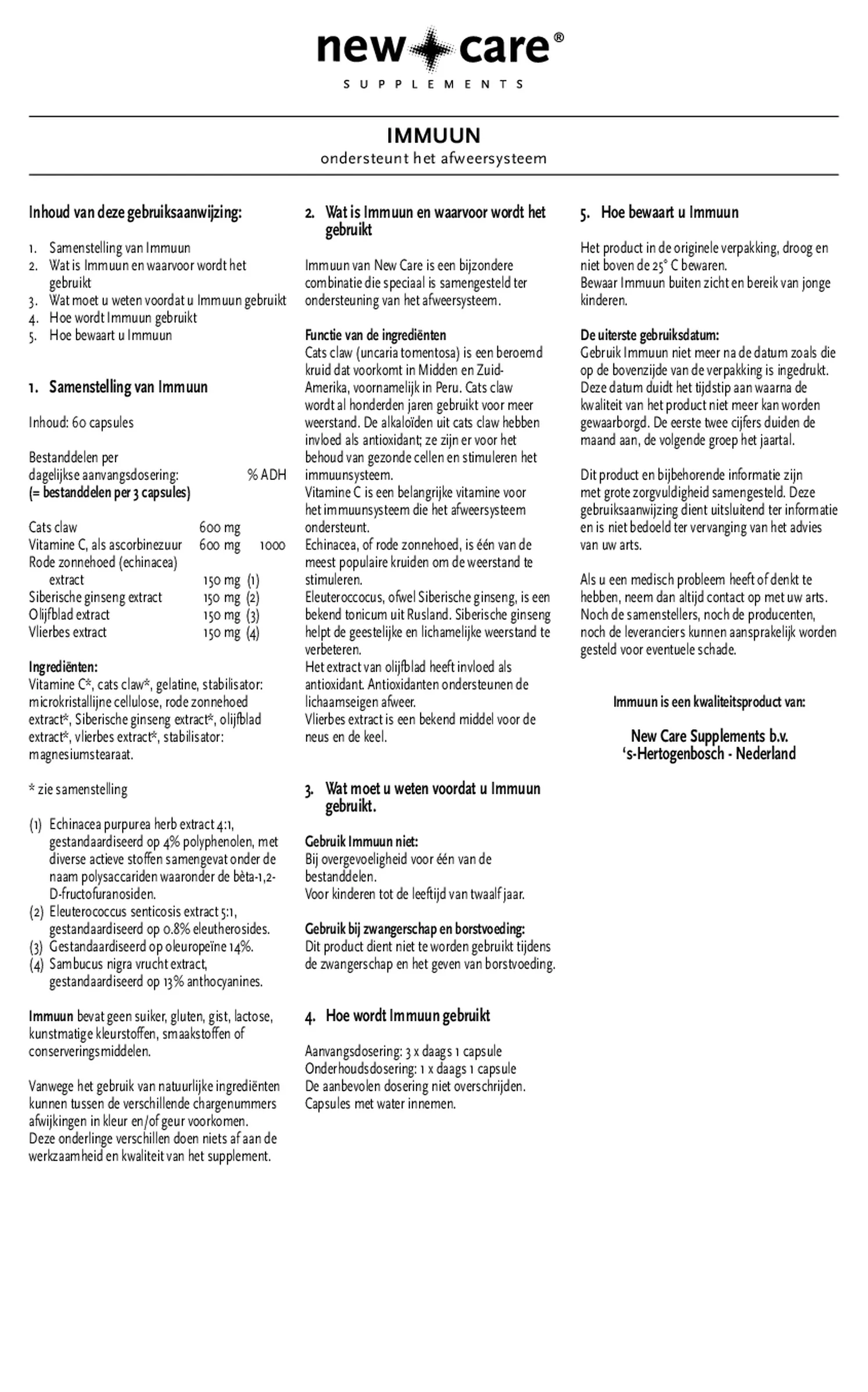 Immuun Capsules afbeelding van document #1, gebruiksaanwijzing