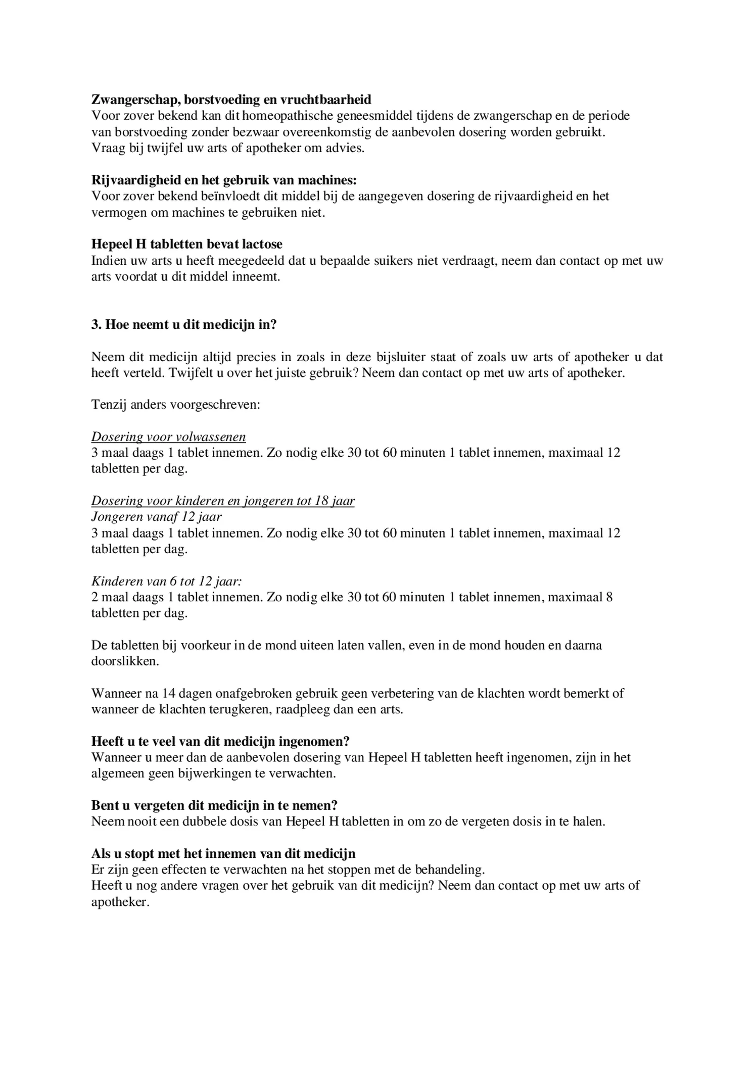 Hepeel H Tabletten afbeelding van document #2, bijsluiter