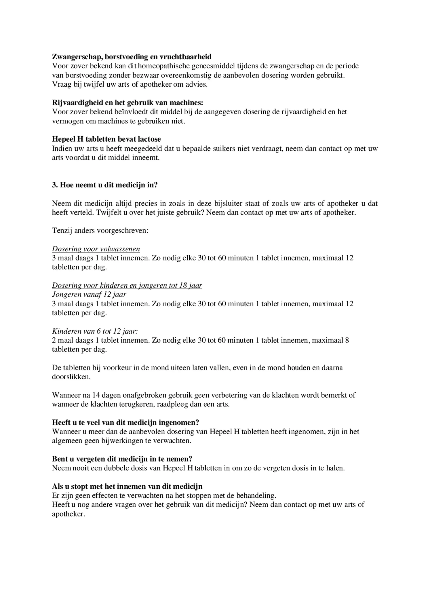 Hepeel H Tabletten afbeelding van document #2, bijsluiter