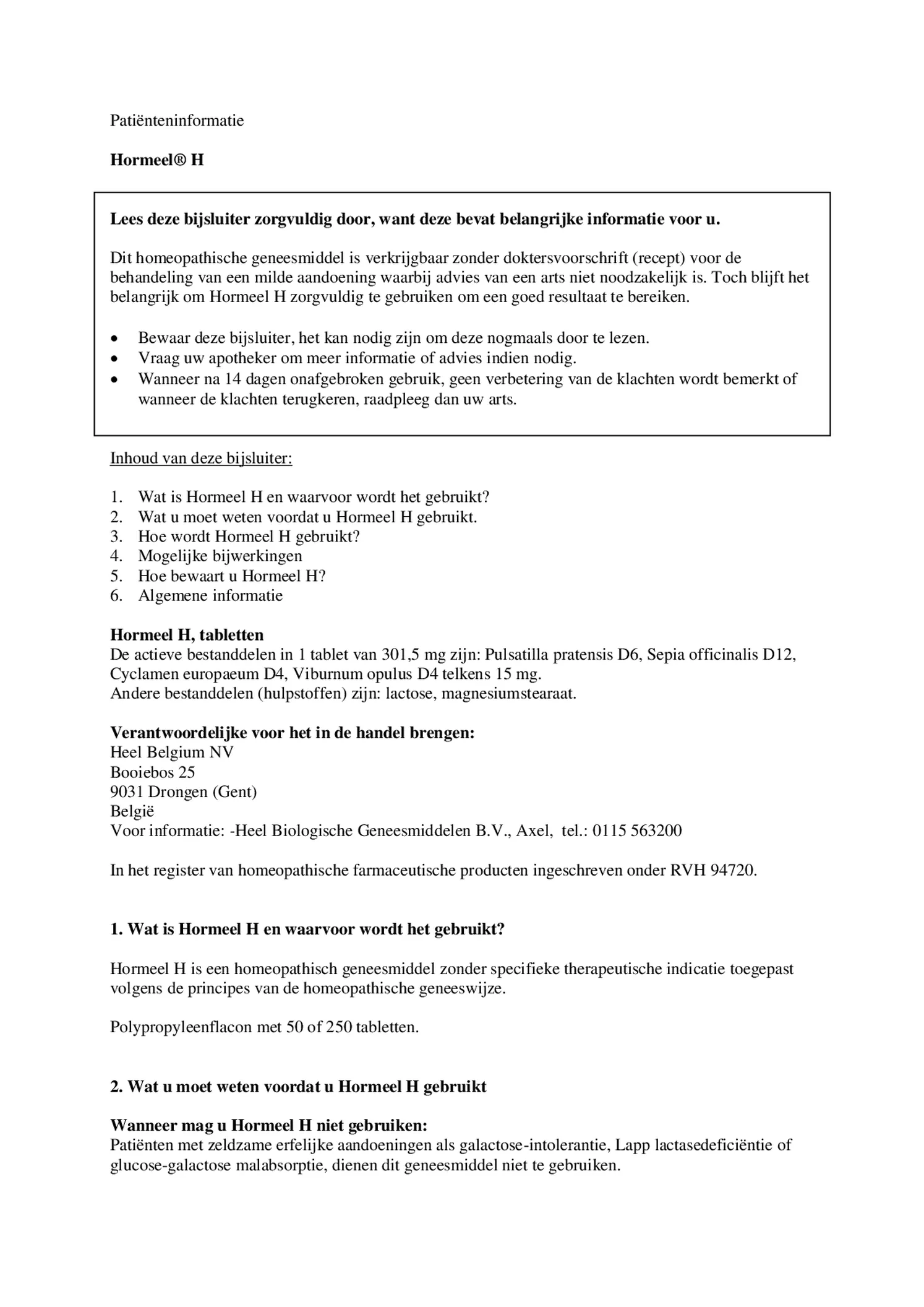 Hormeel H afbeelding van document #1, bijsluiter