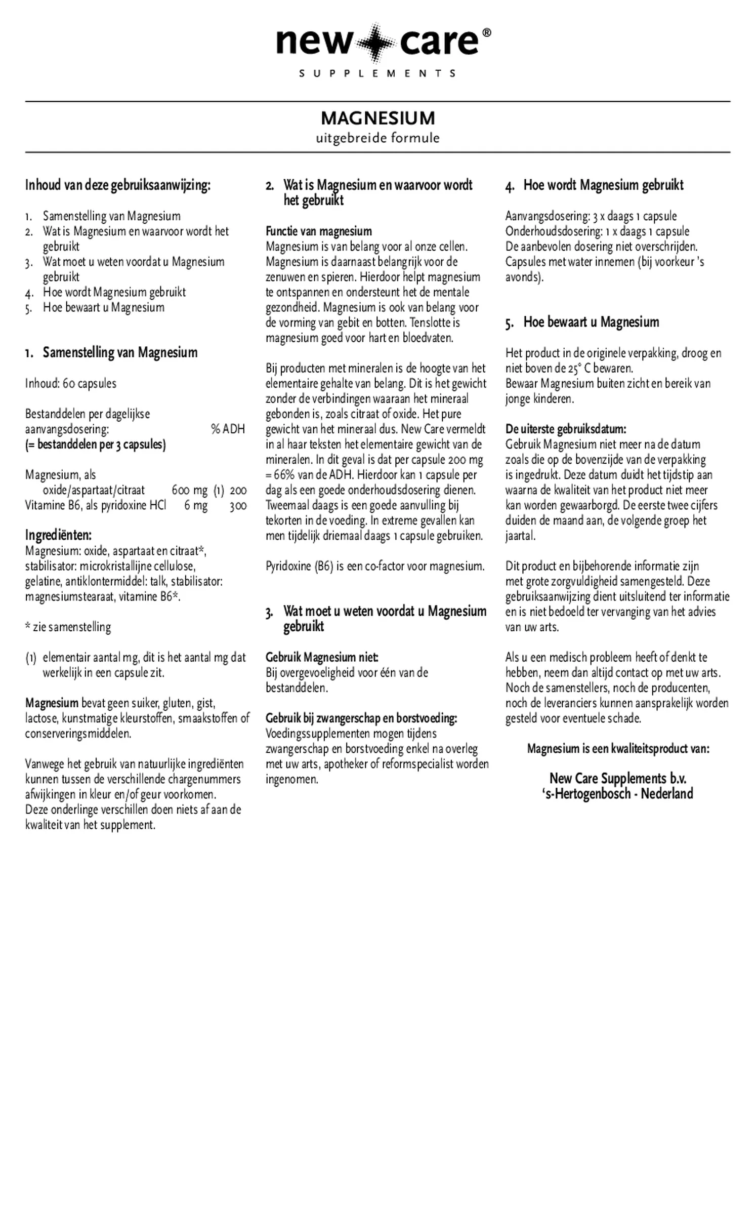 Magnesium Capsules afbeelding van document #1, gebruiksaanwijzing