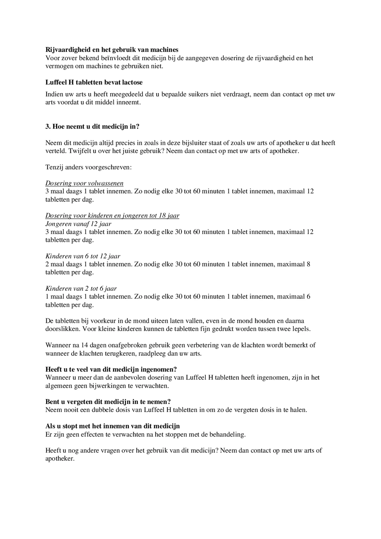 Luffeel H Tabletten afbeelding van document #2, bijsluiter