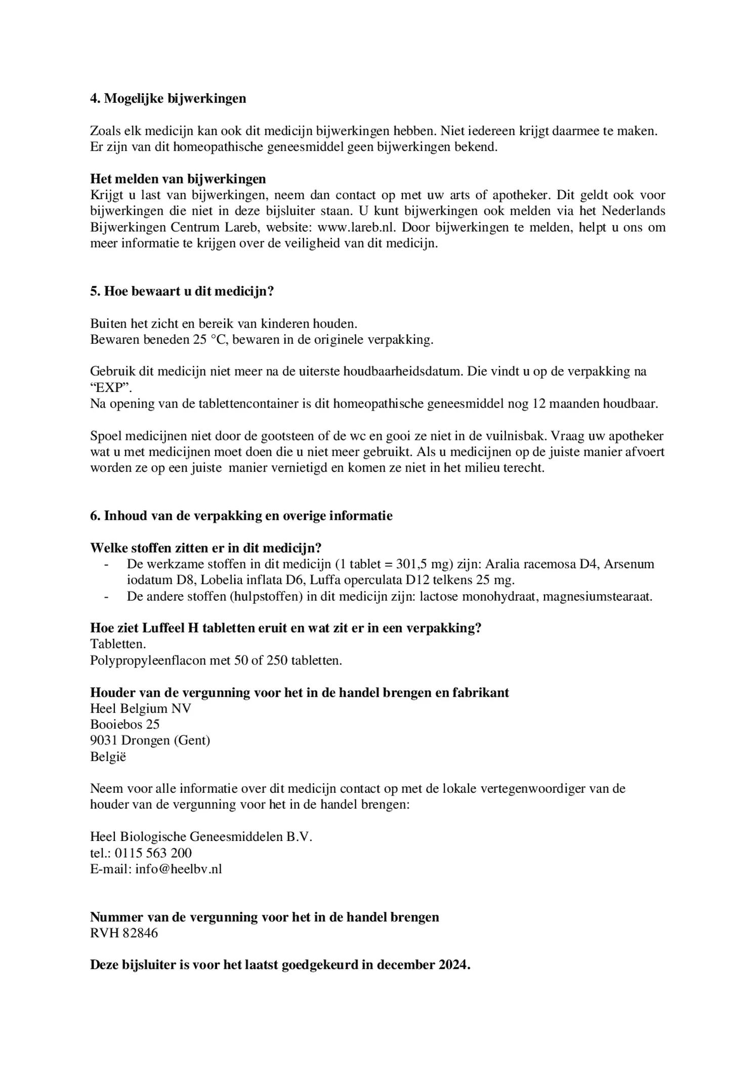 Luffeel H Tabletten afbeelding van document #3, bijsluiter