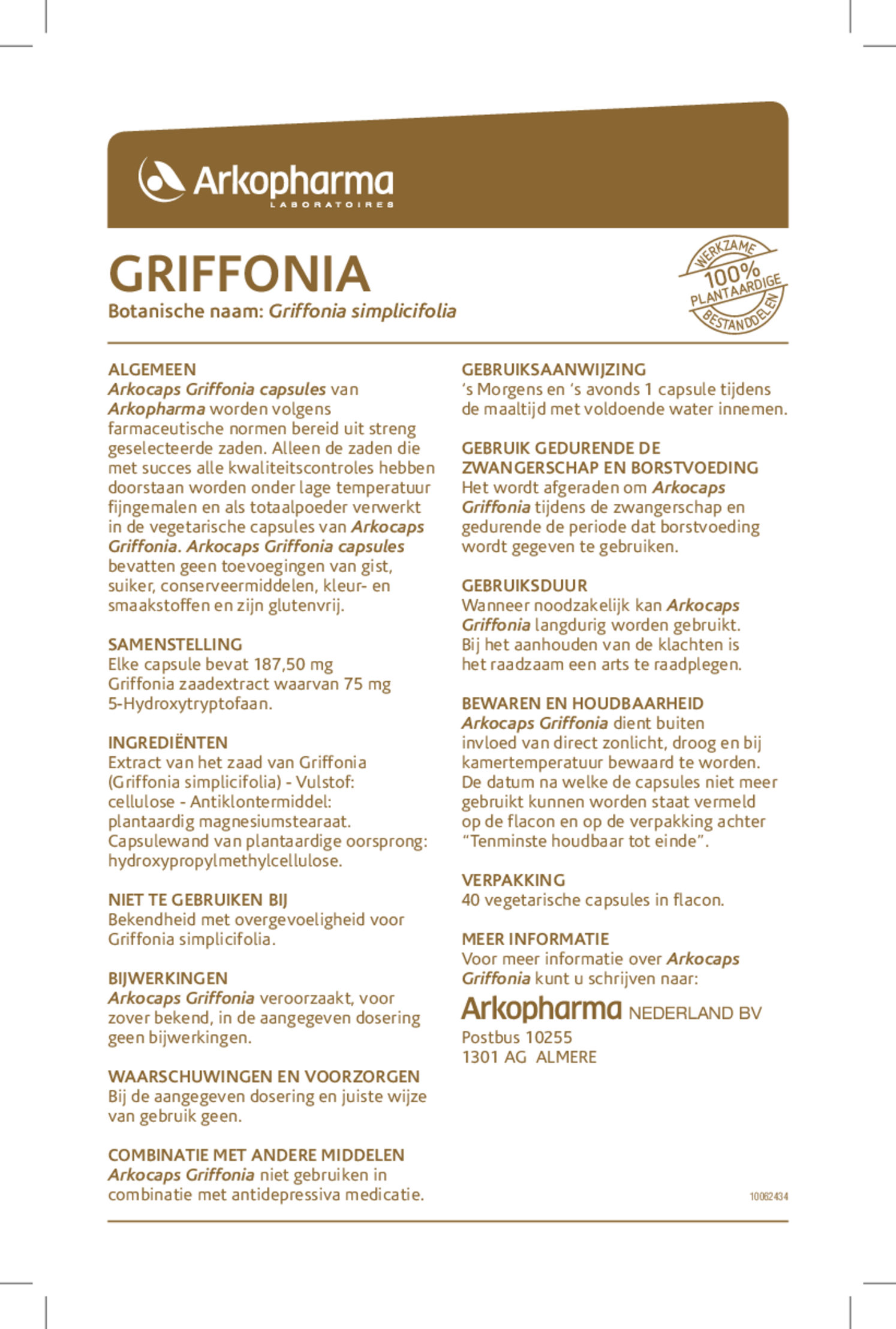 Griffonia Capsules afbeelding van document #1, gebruiksaanwijzing