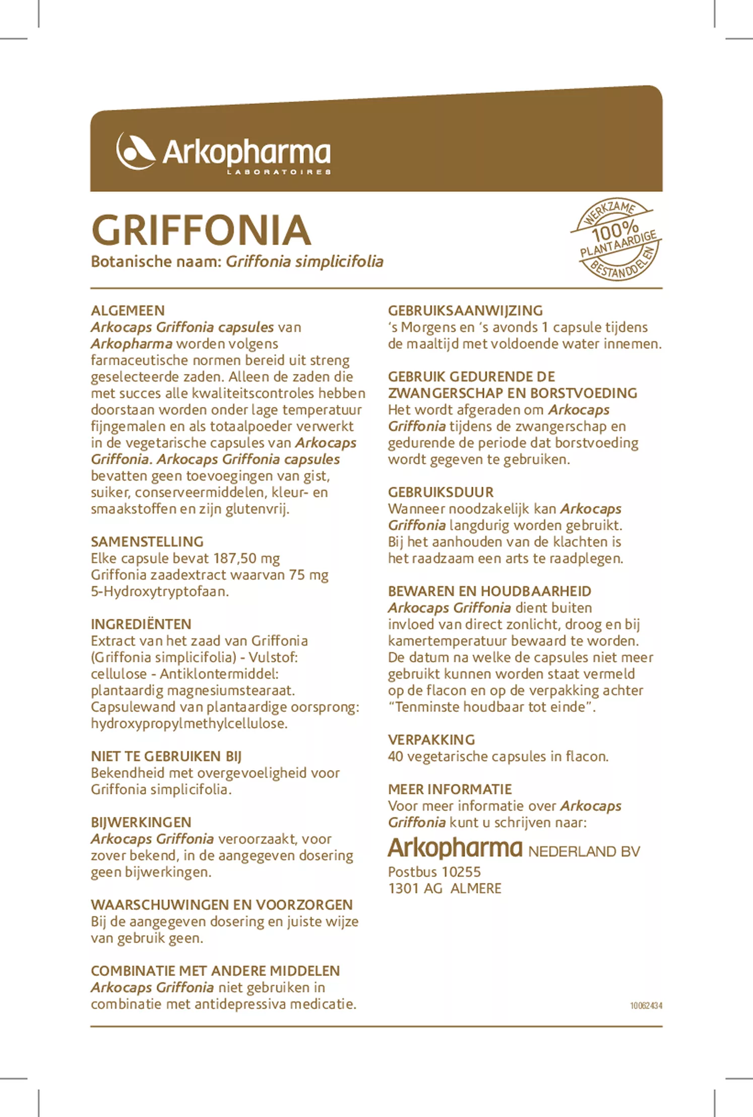 Griffonia Capsules afbeelding van document #1, gebruiksaanwijzing