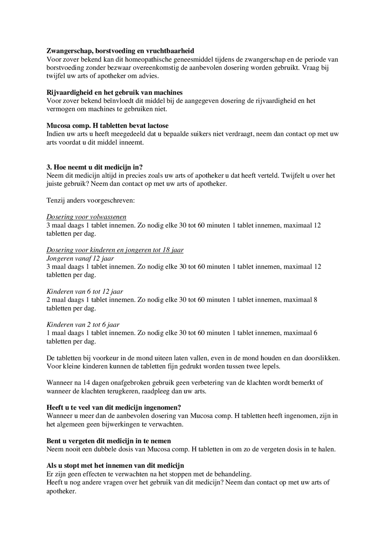 Mucosa Compositum H Tabletten afbeelding van document #2, bijsluiter
