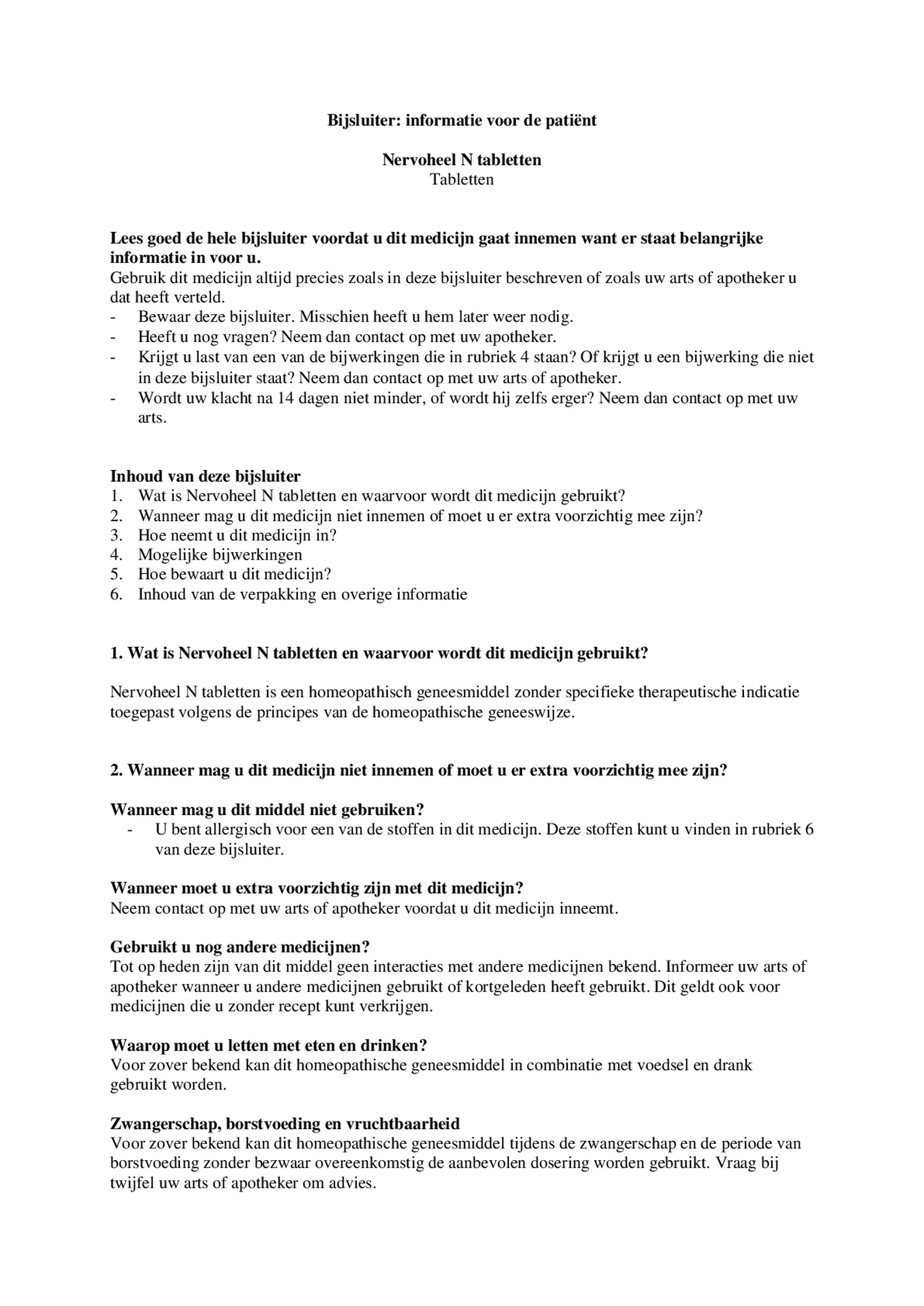 Nervoheel N Tabletten afbeelding van document #1, bijsluiter