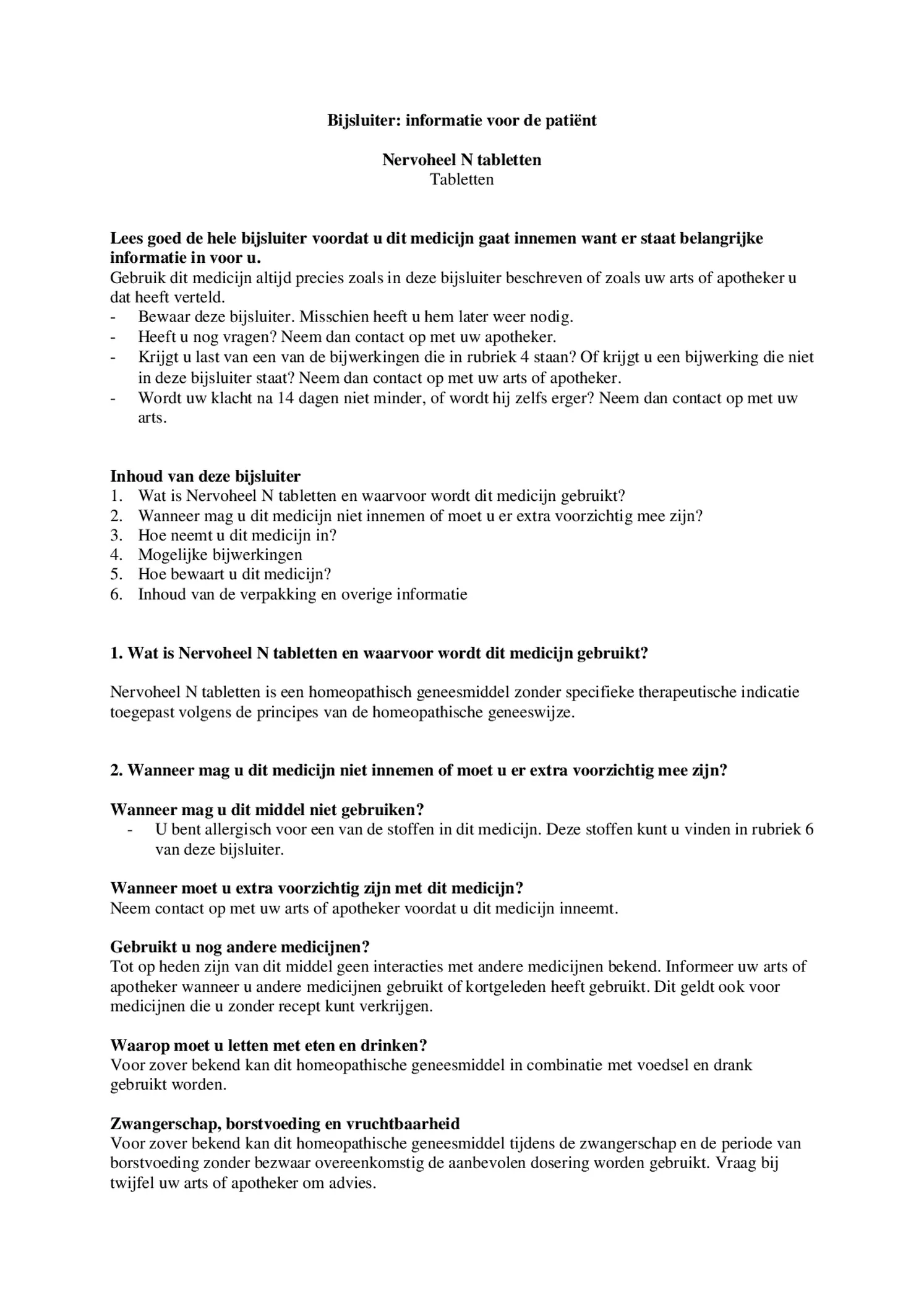 Nervoheel N Tabletten afbeelding van document #1, bijsluiter