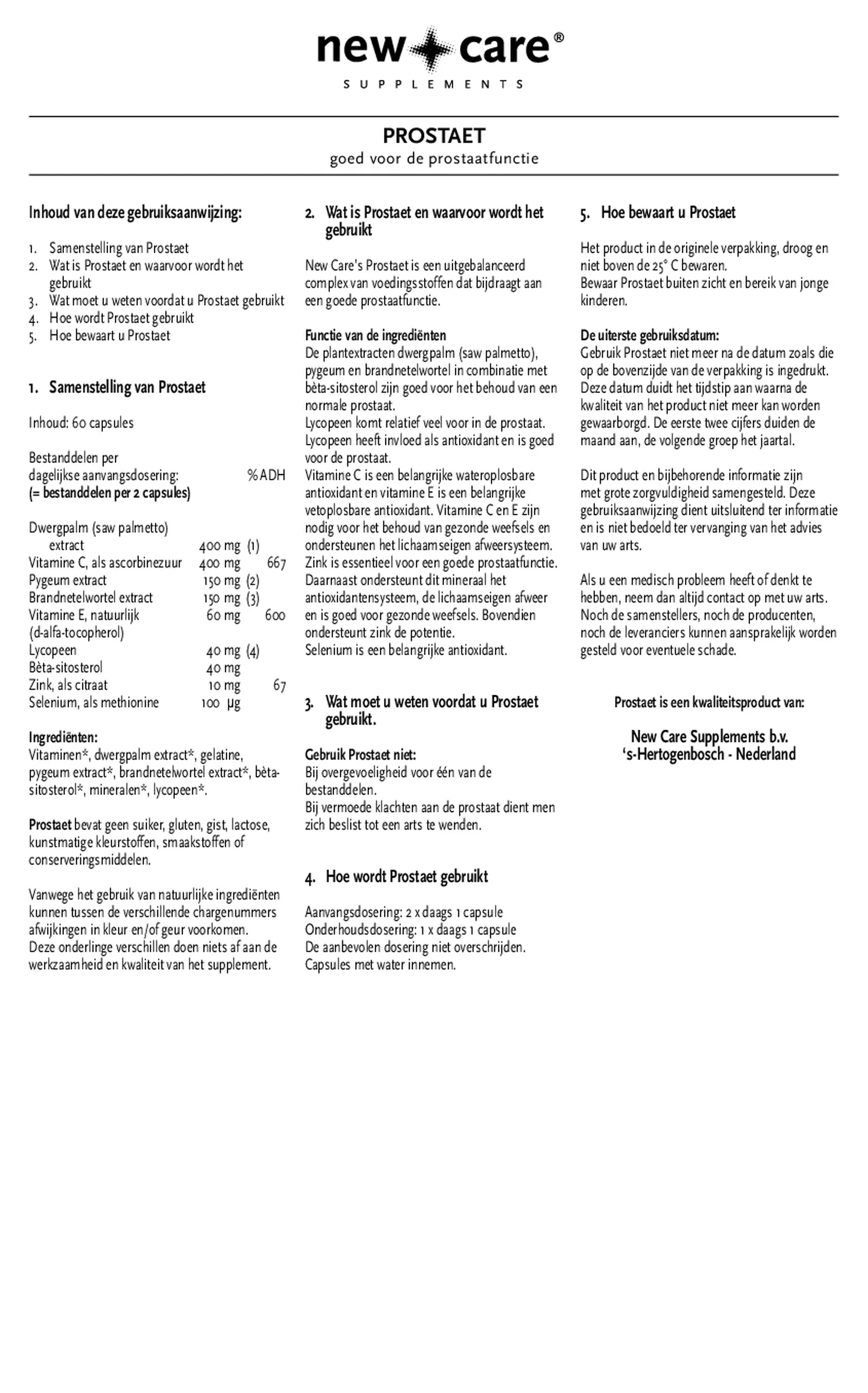 Prostaet Capsules afbeelding van document #1, gebruiksaanwijzing