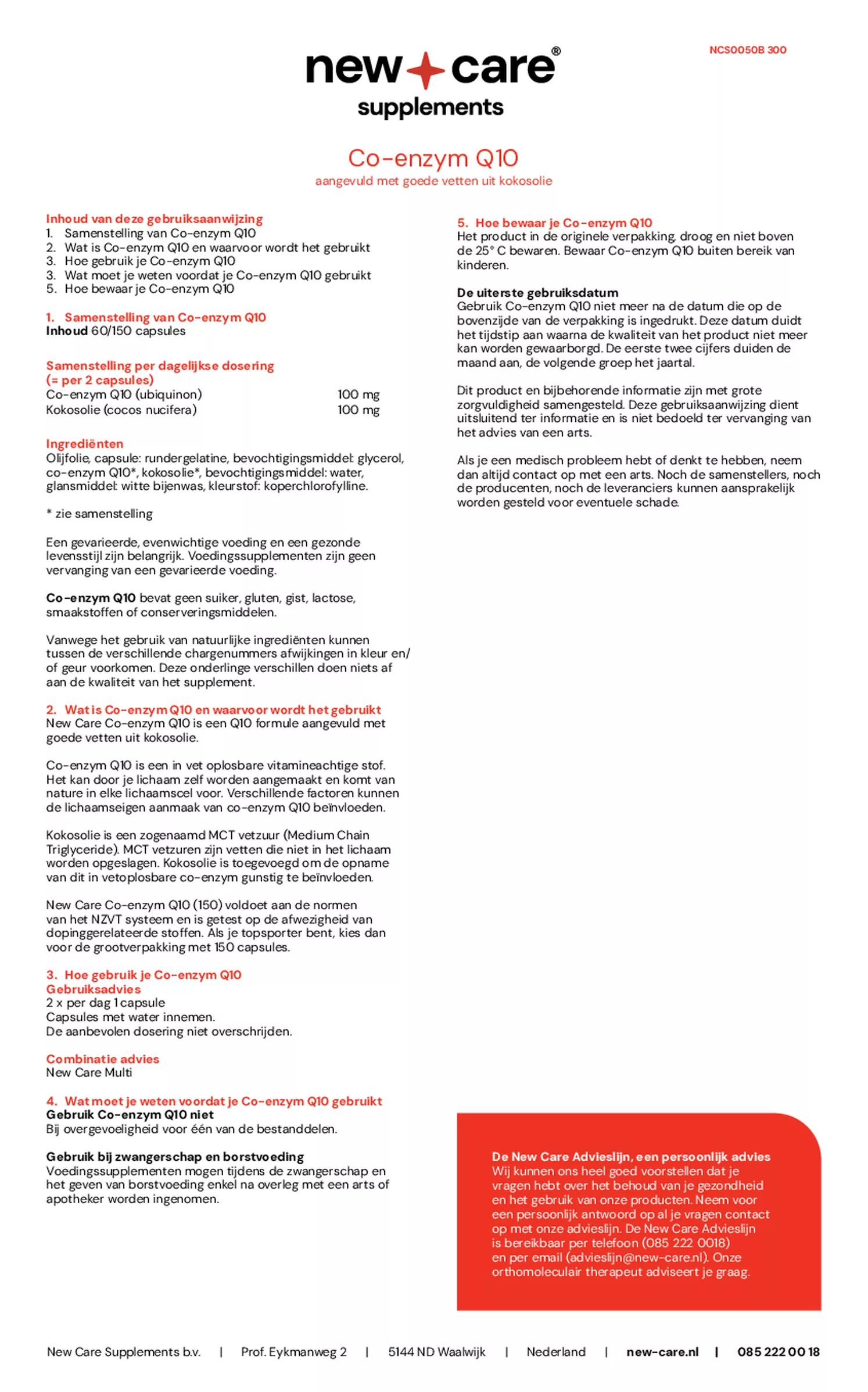 Co-enzym Q10 Capsules afbeelding van document #1, gebruiksaanwijzing