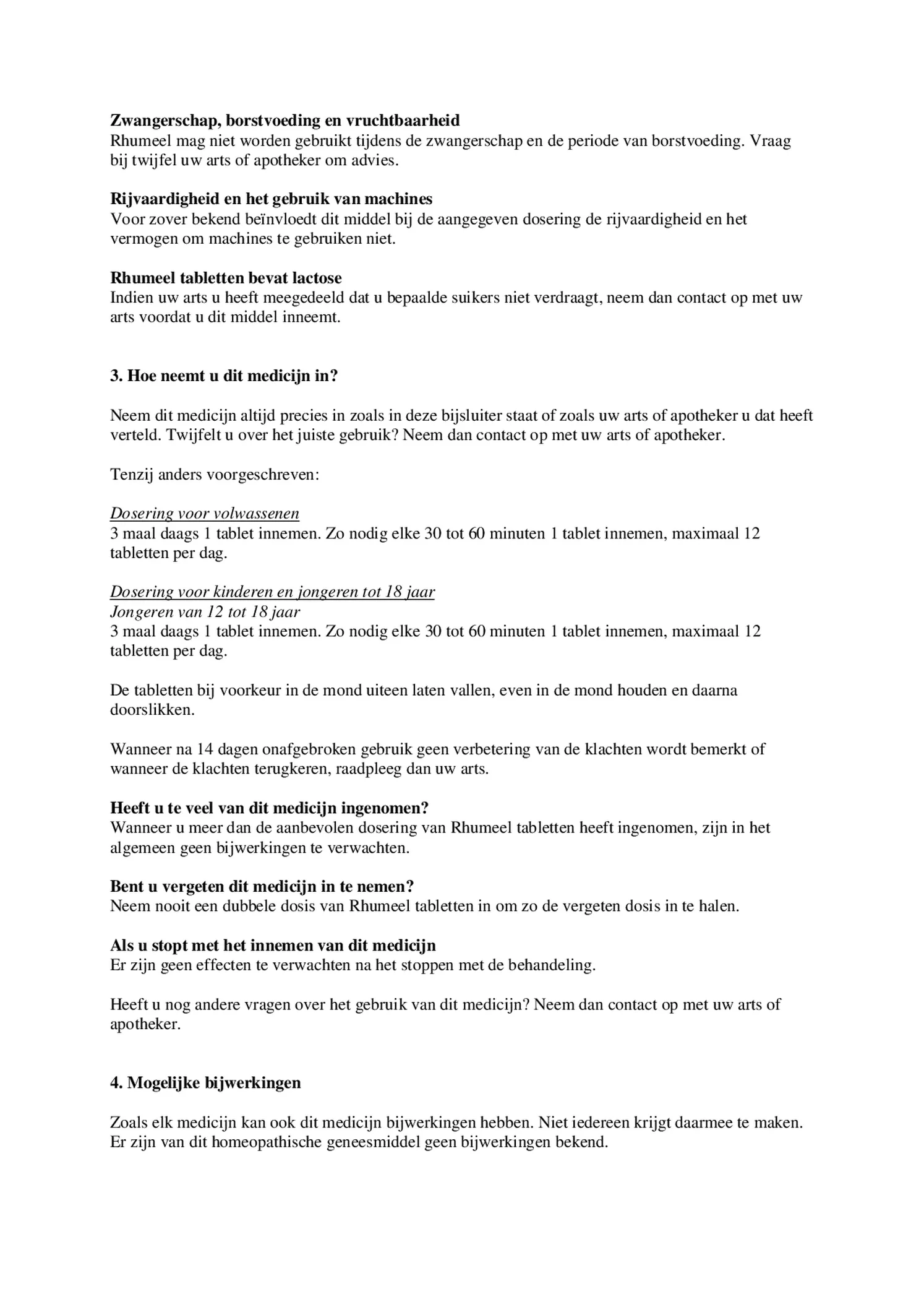 Rhumeel Tabletten afbeelding van document #2, bijsluiter