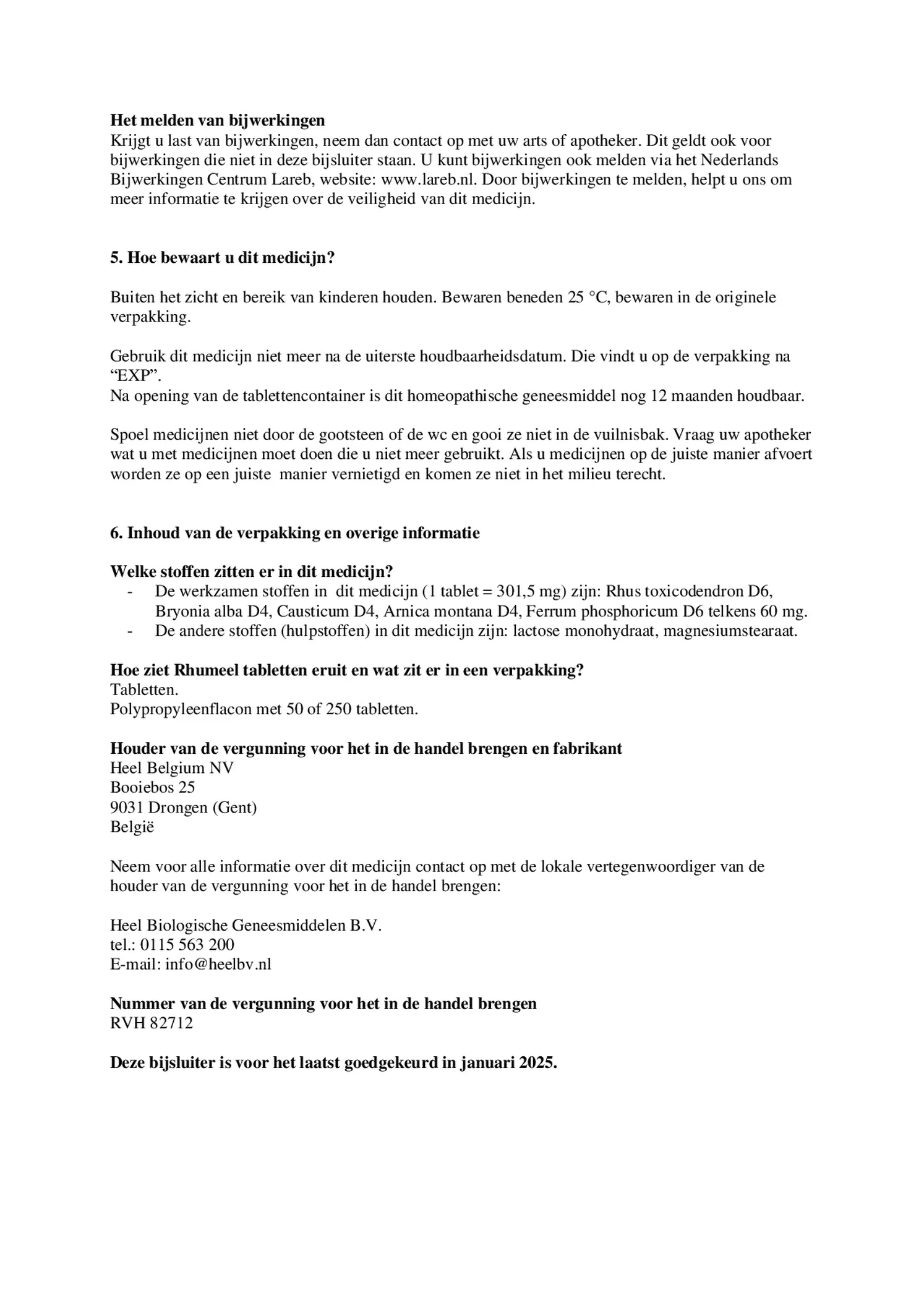 Rhumeel Tabletten afbeelding van document #3, bijsluiter