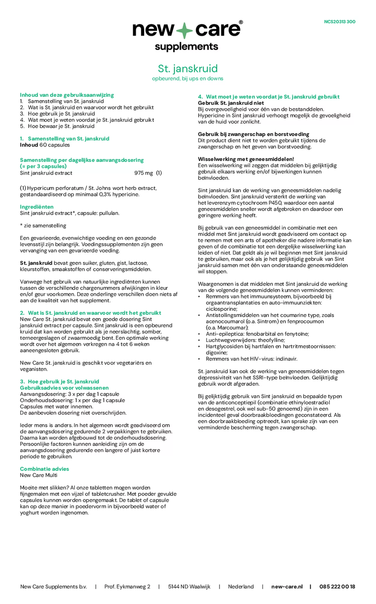 Sint Janskruid Capsules afbeelding van document #2, gebruiksaanwijzing