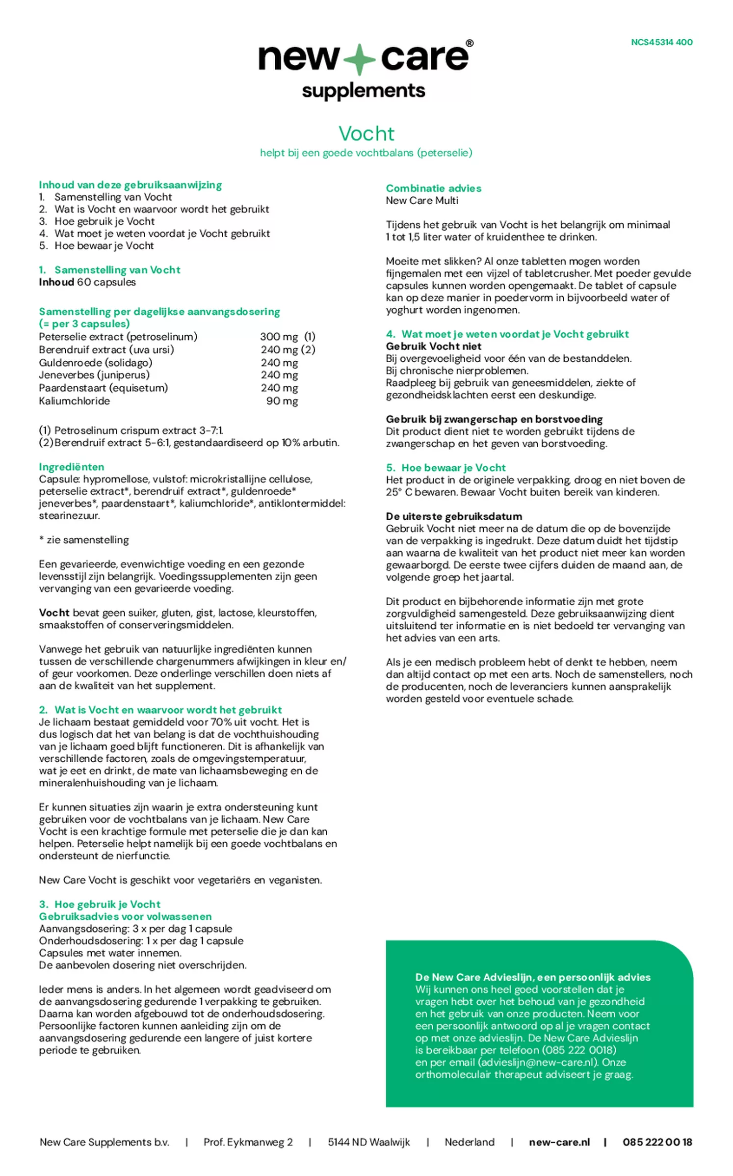 Vocht Capsules afbeelding van document #1, gebruiksaanwijzing