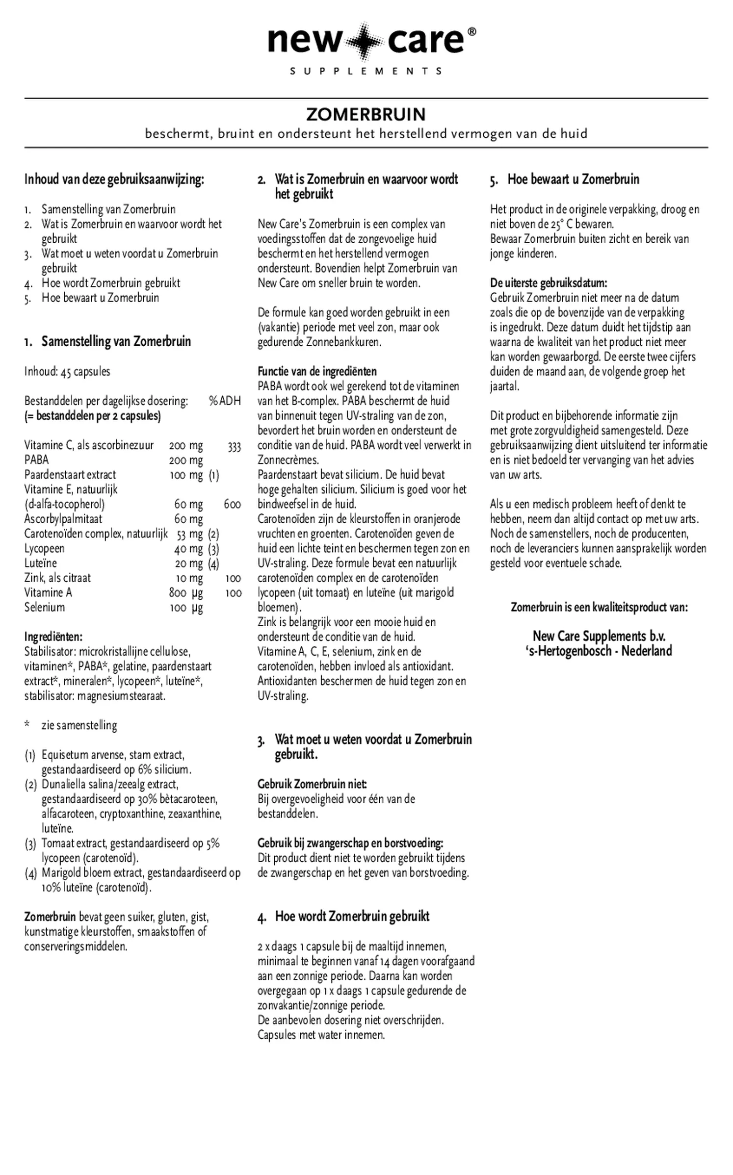 Zomerbruin Capsules afbeelding van document #1, gebruiksaanwijzing