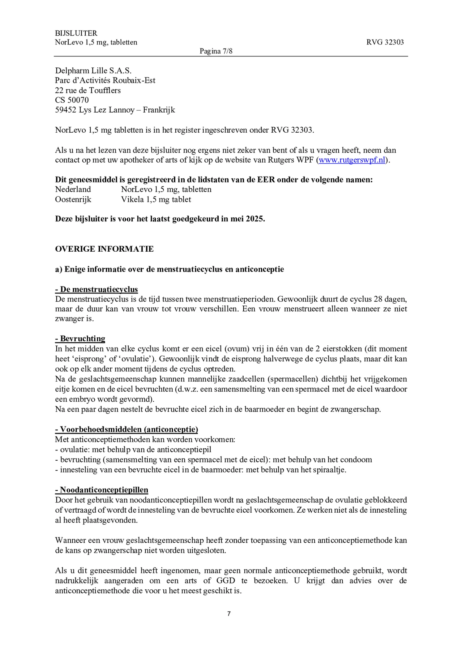 Morning After Pil 1,5 mg afbeelding van document #7, bijsluiter