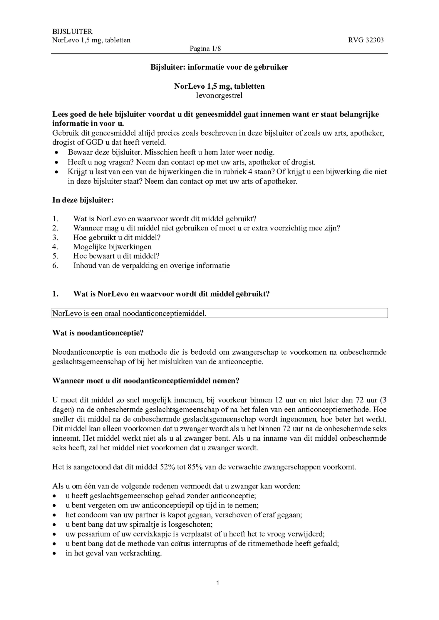 Morning After Pil 1,5 mg afbeelding van document #1, bijsluiter