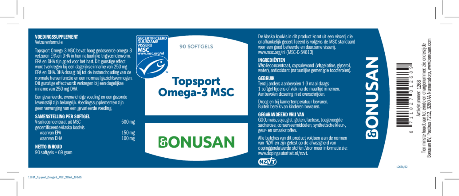 Topsport Omega-3 MSC Softgels afbeelding van document #1, etiket