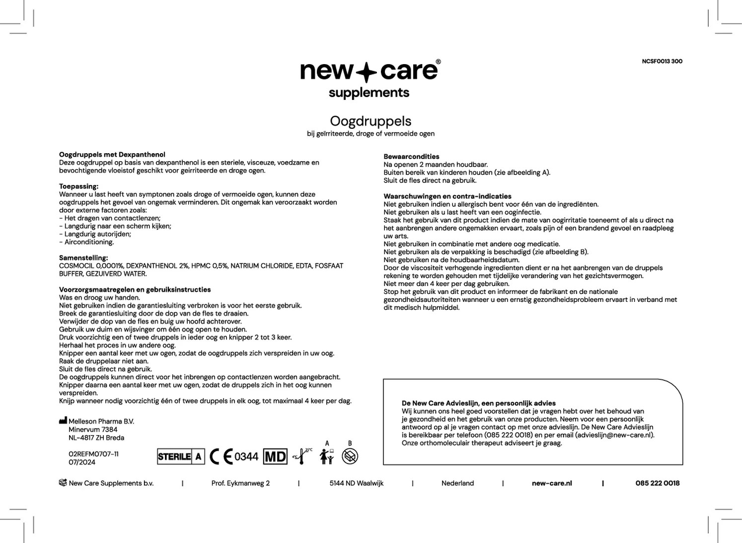 Oog Druppels Flesje afbeelding van document #1, gebruiksaanwijzing