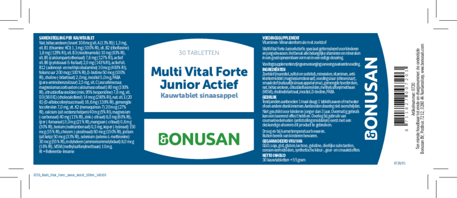 Multi Vital Forte Junior Actief Tabletten afbeelding van document #1, etiket