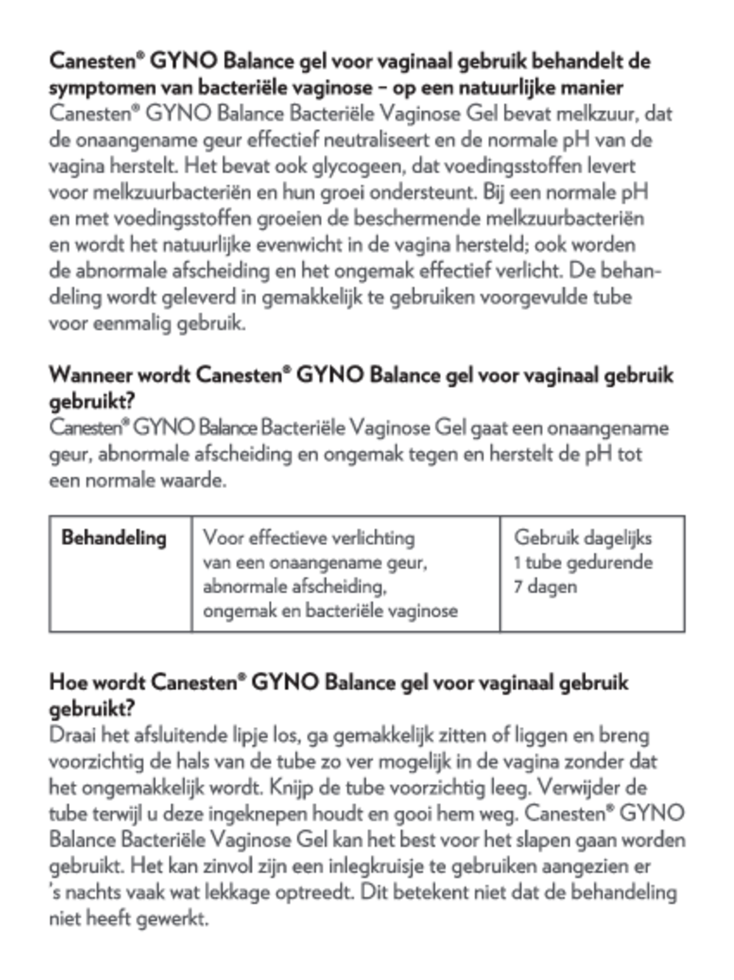 Gyno Balance Gel afbeelding van document #2, gebruiksaanwijzing