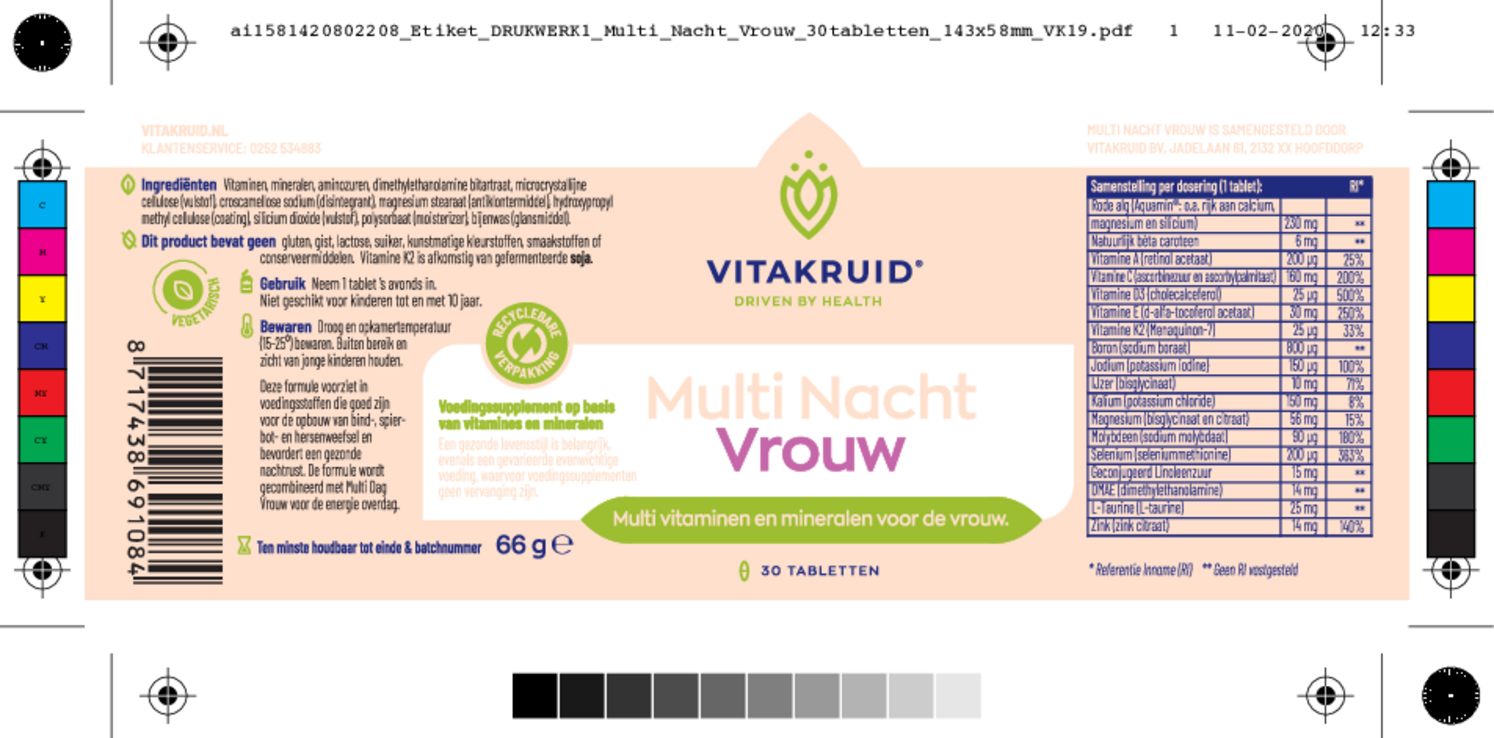 Multi Nacht Vrouw Tabletten afbeelding van document #1, etiket