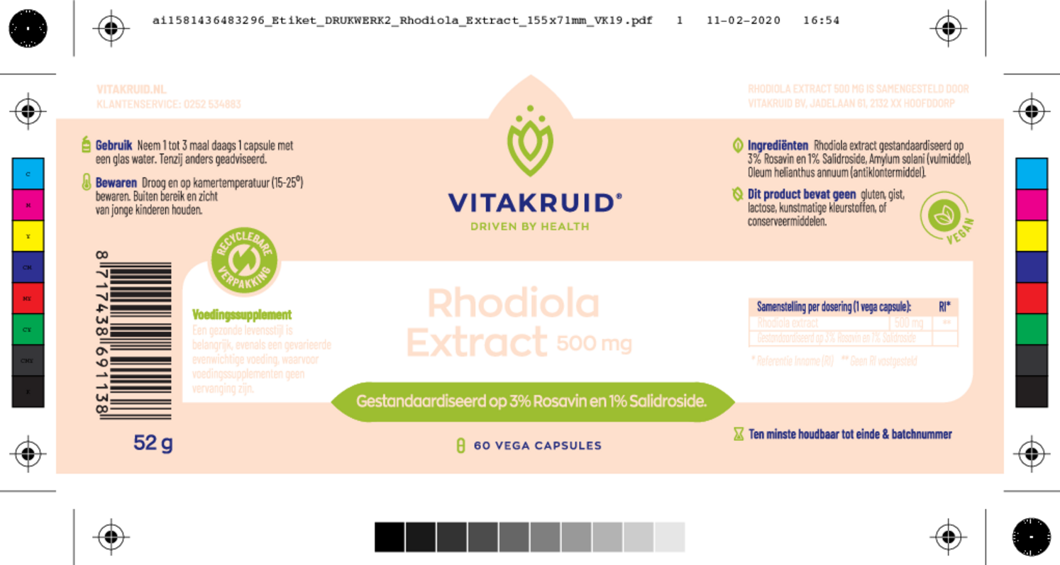 Rhodiola Extract 500mg Capsules afbeelding van document #1, etiket