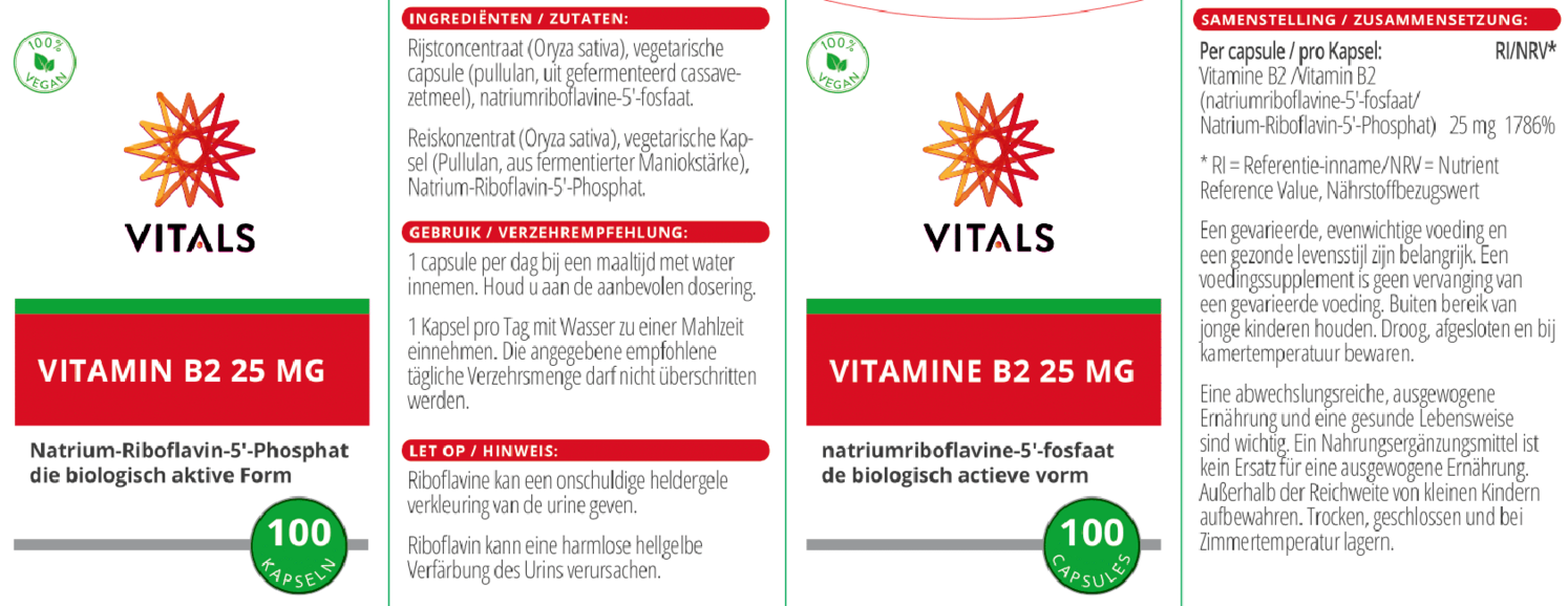 Vitamine B2 25mg Capsules afbeelding van document #1, etiket