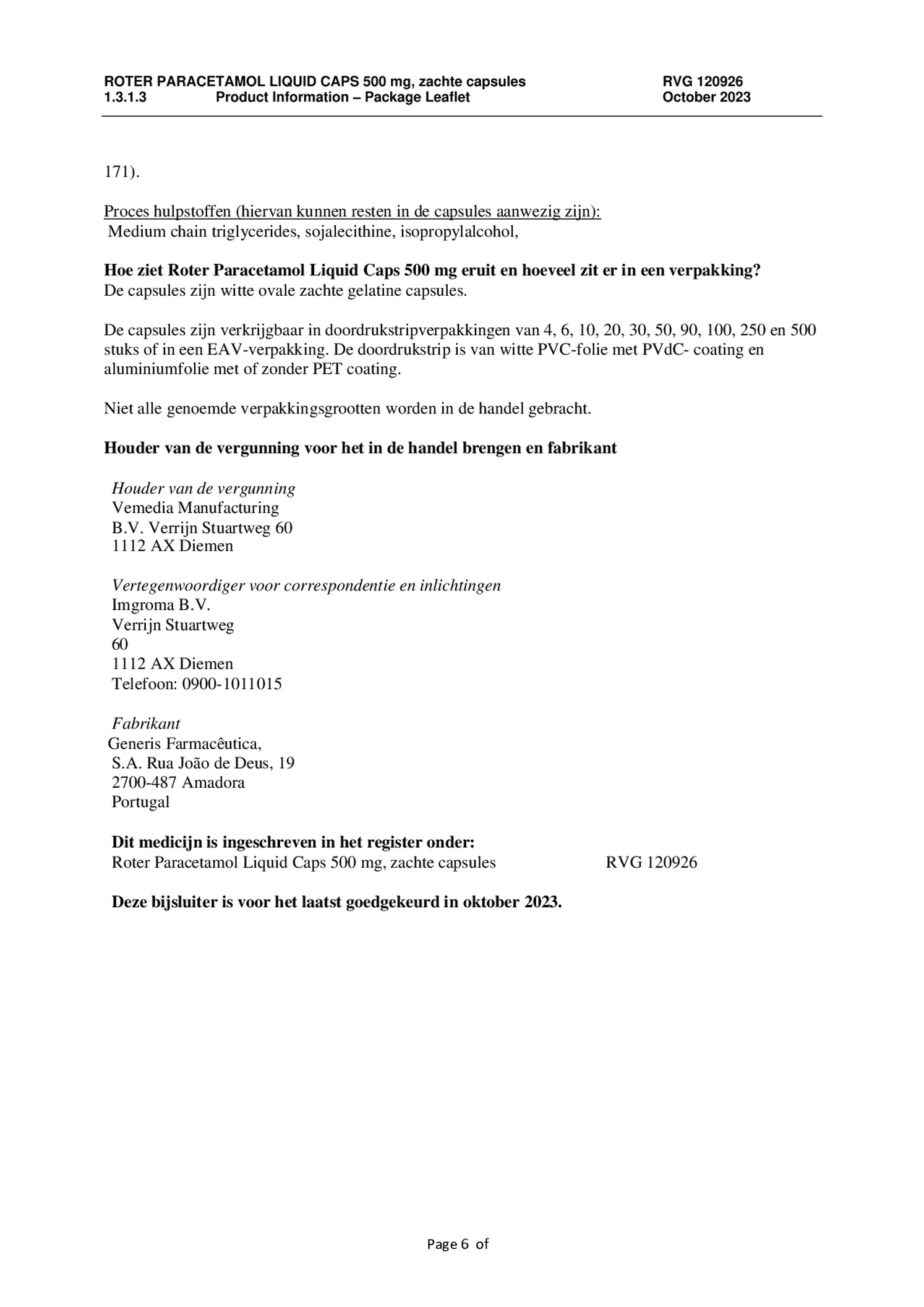 Paracetamol 500mg Liquid Caps afbeelding van document #6, bijsluiter