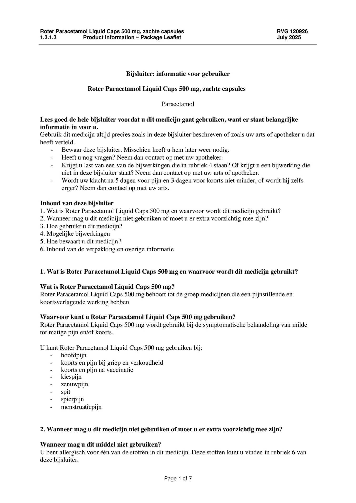 Paracetamol 500mg Liquid Caps afbeelding van document #1, bijsluiter