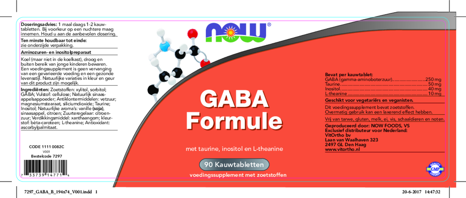 GABA Formule Kauwtabletten afbeelding van document #1, etiket