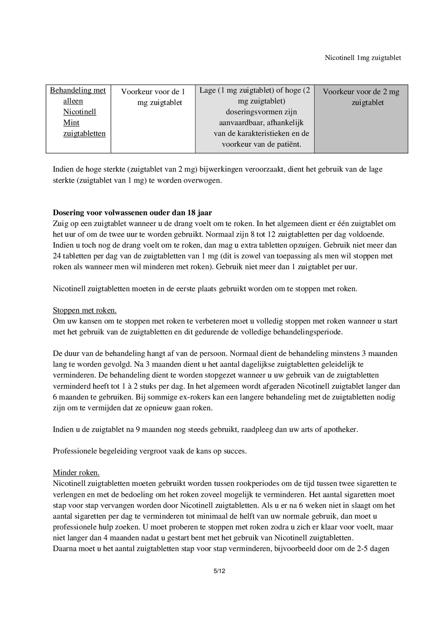 Zuigtabletten Mint 1 mg - voor stoppen met roken afbeelding van document #5, bijsluiter