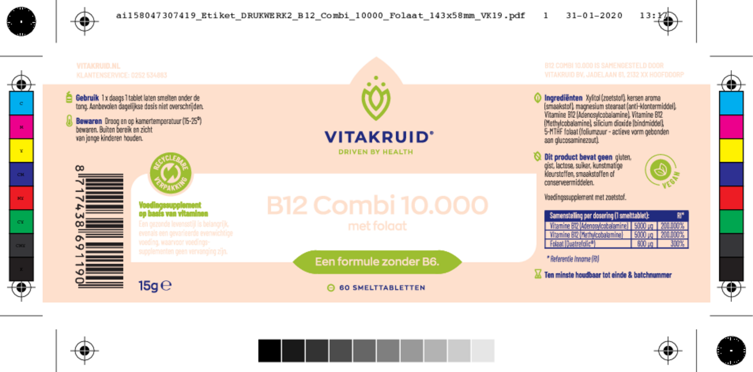 B12 Combi 10.000 Smelttabletten met Folaat afbeelding van document #1, etiket