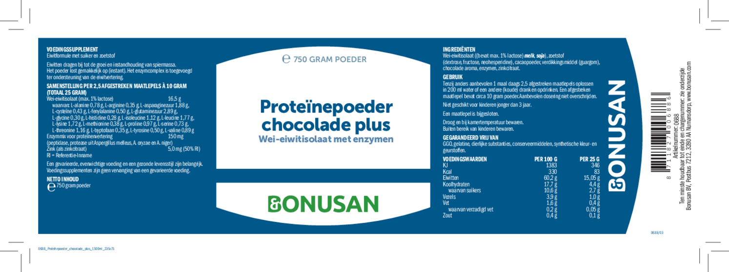 Proteinepoeder Chocolade Plus afbeelding van document #1, etiket