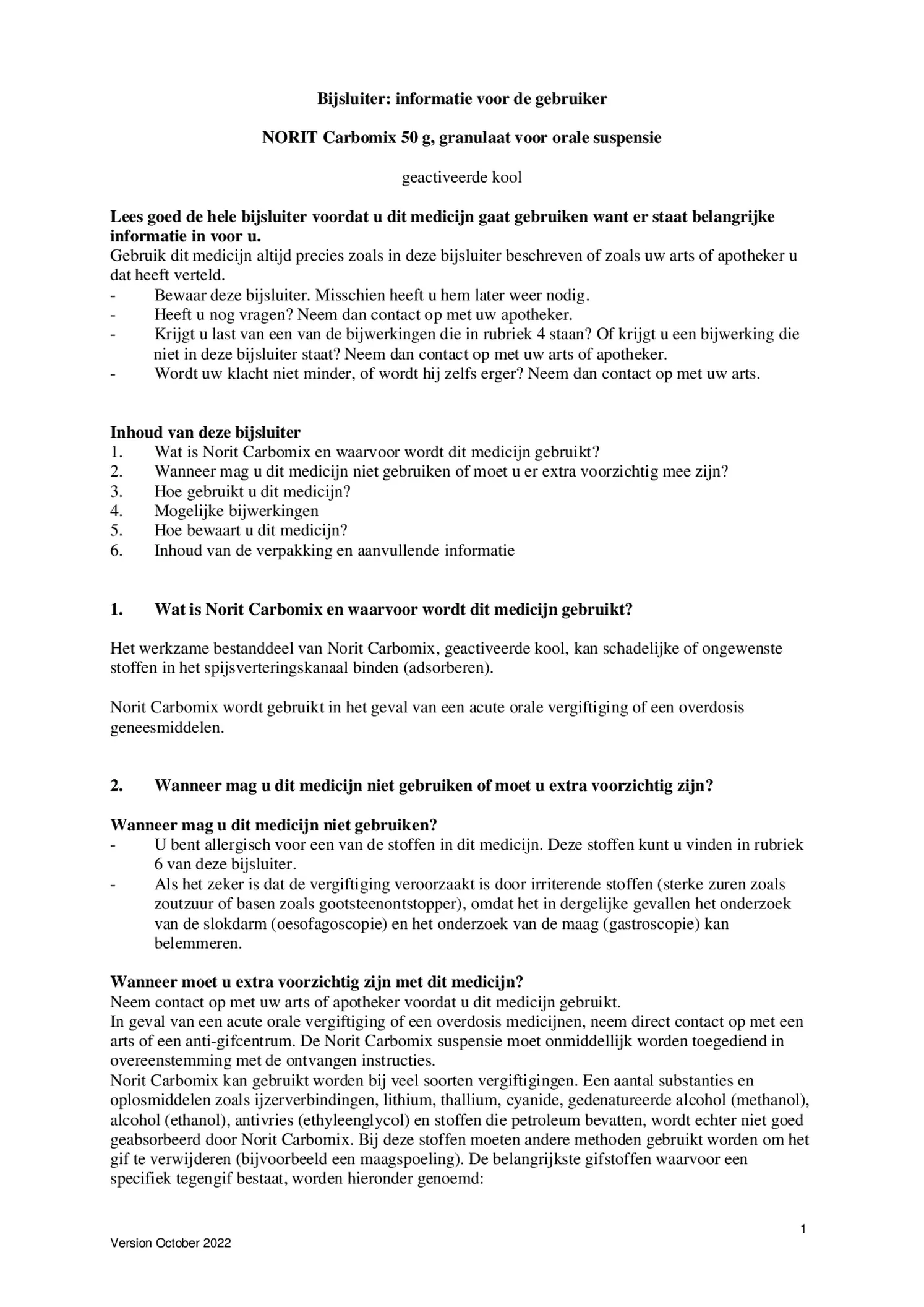 Carbomix Granulaat afbeelding van document #1, bijsluiter