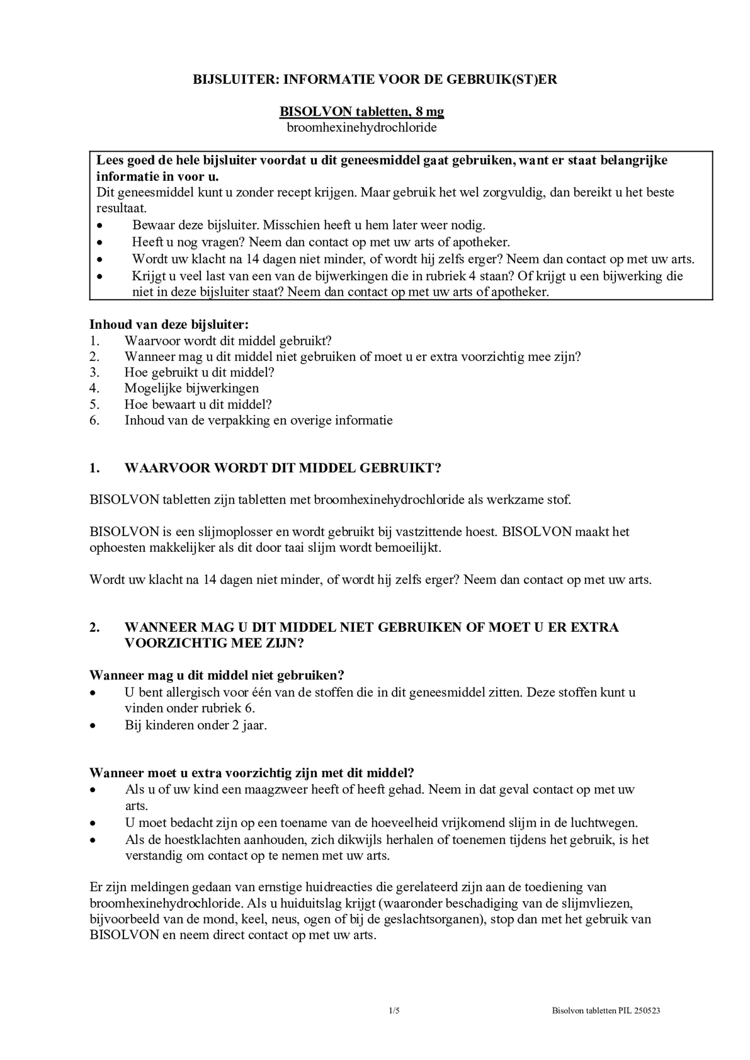 8mg Tabletten afbeelding van document #1, bijsluiter