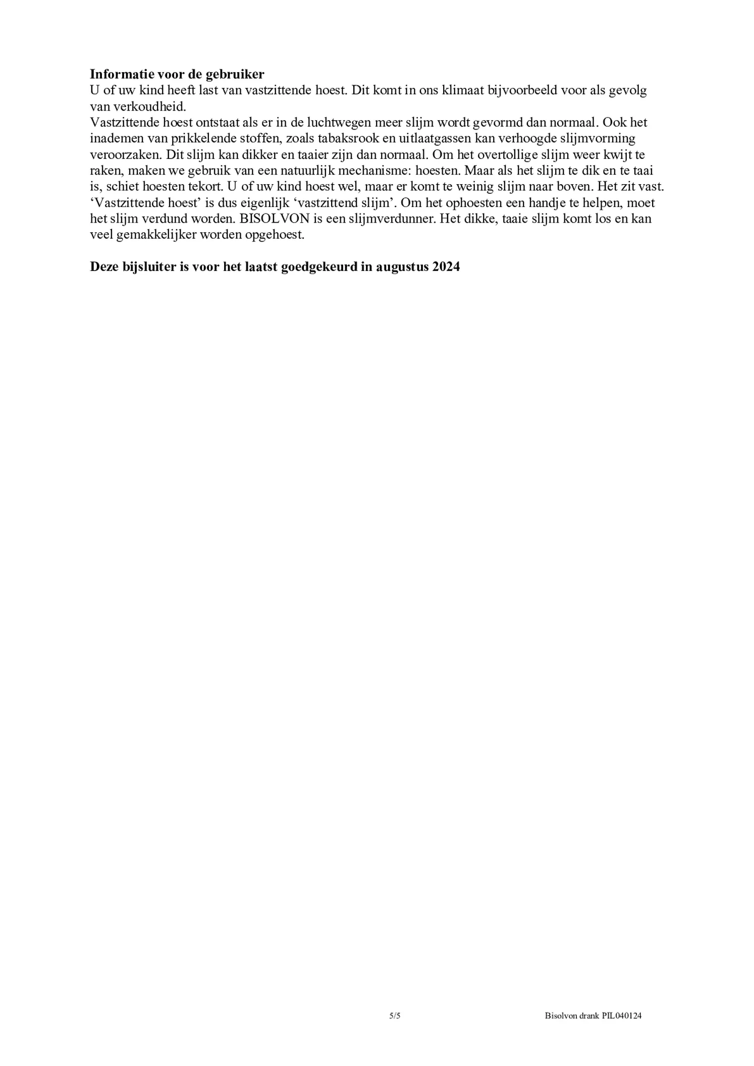 Drank 8mg/5ml - bij vastzittende hoest door taai slijm - afbeelding van document #5, bijsluiter