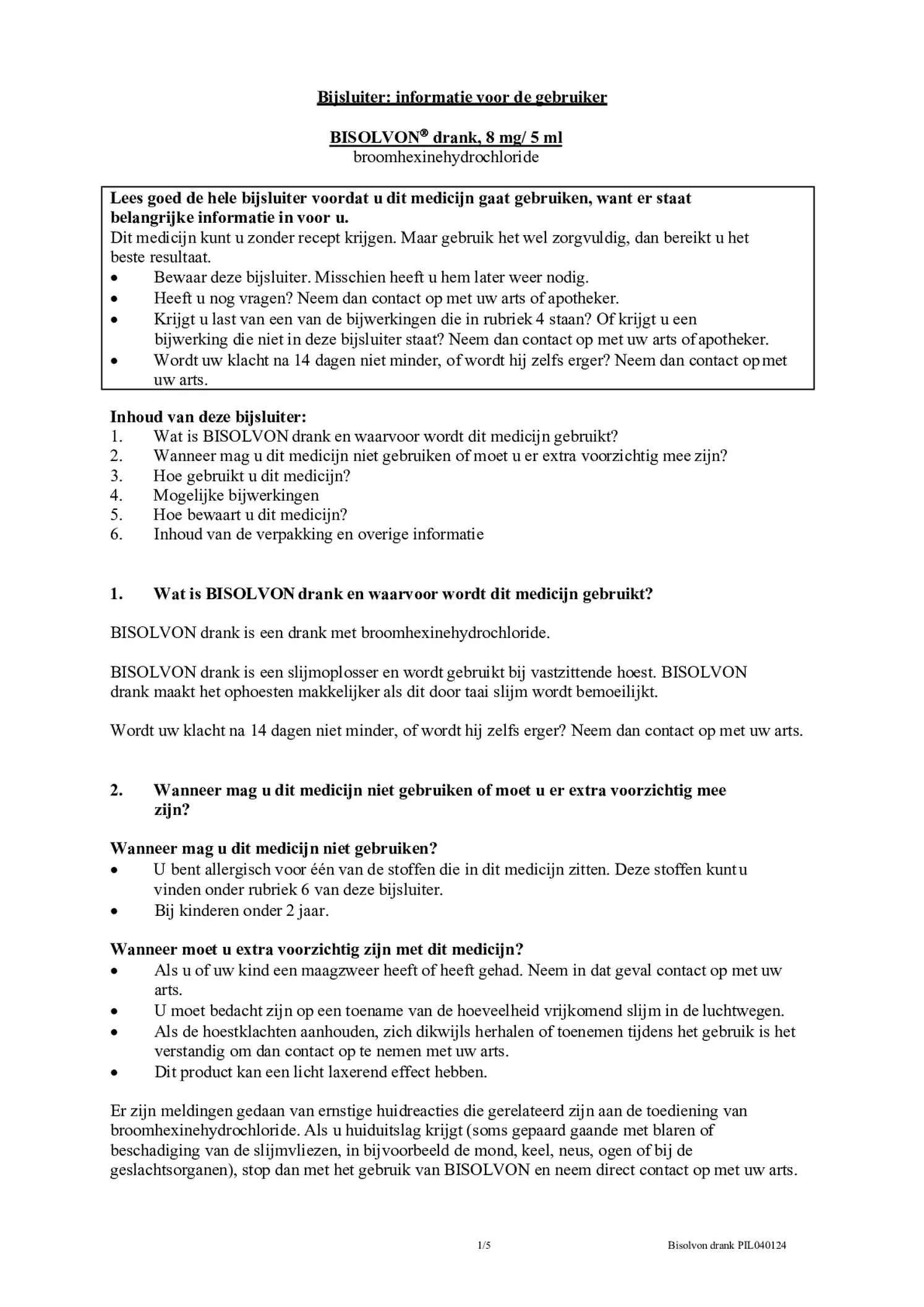 Drank 8mg/5ml afbeelding van document #1, bijsluiter