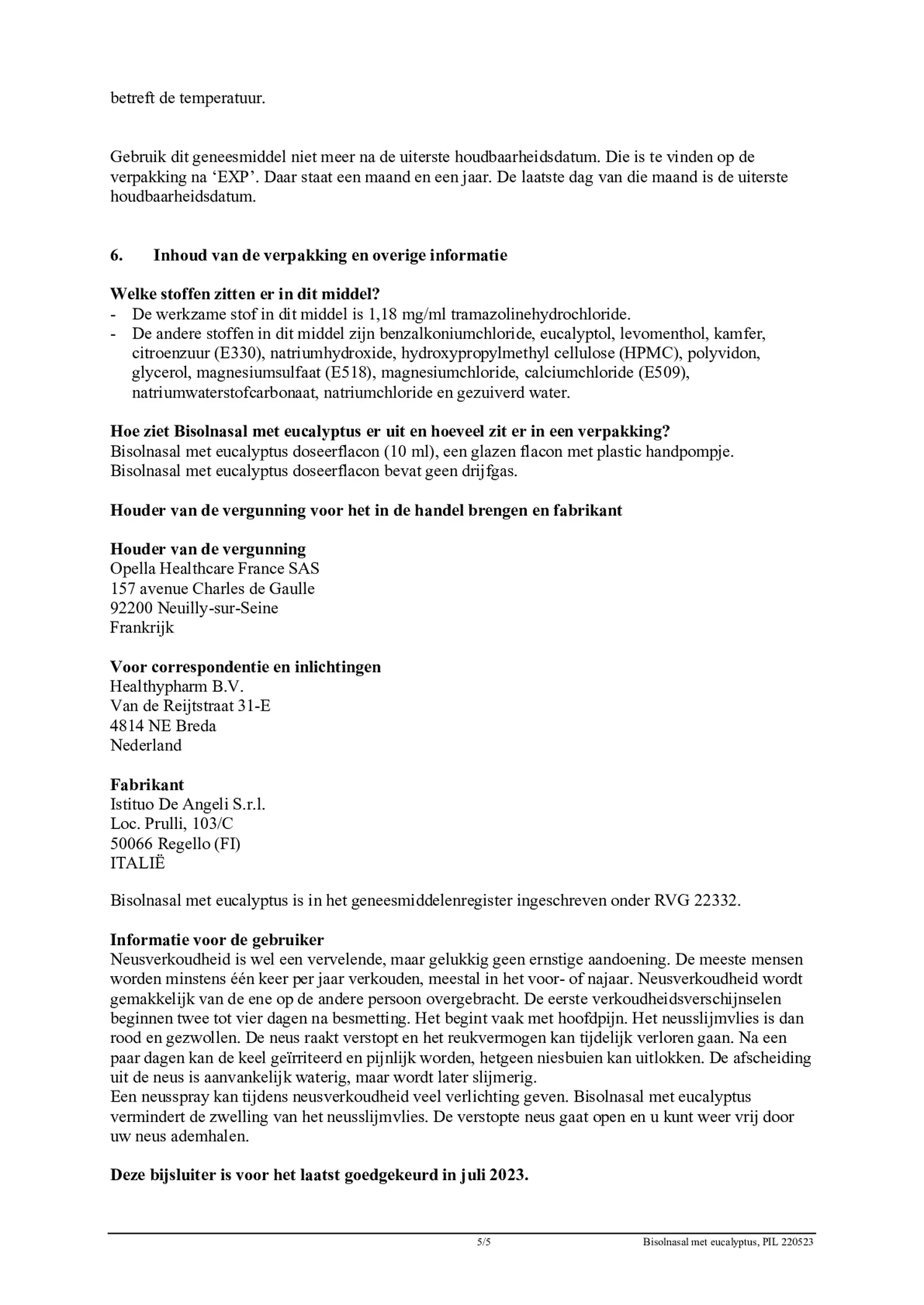 Neusspray Eucalyptus afbeelding van document #5, bijsluiter